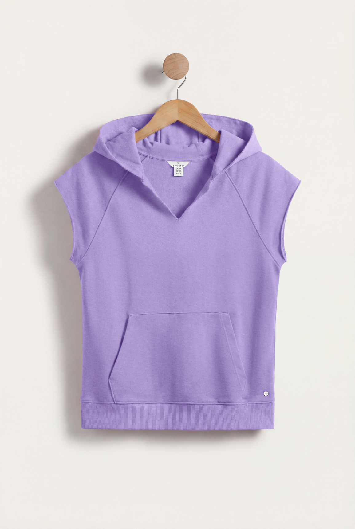 Enorsia Women's Purple Sleeveless Raw Edge Hoodie In | Size: 8 - Image 2