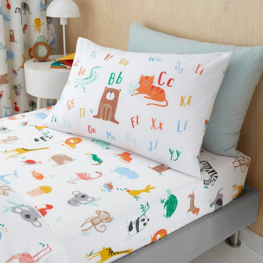 Rackhams Animal Alphabet Pillowcase (Pair) - Standard