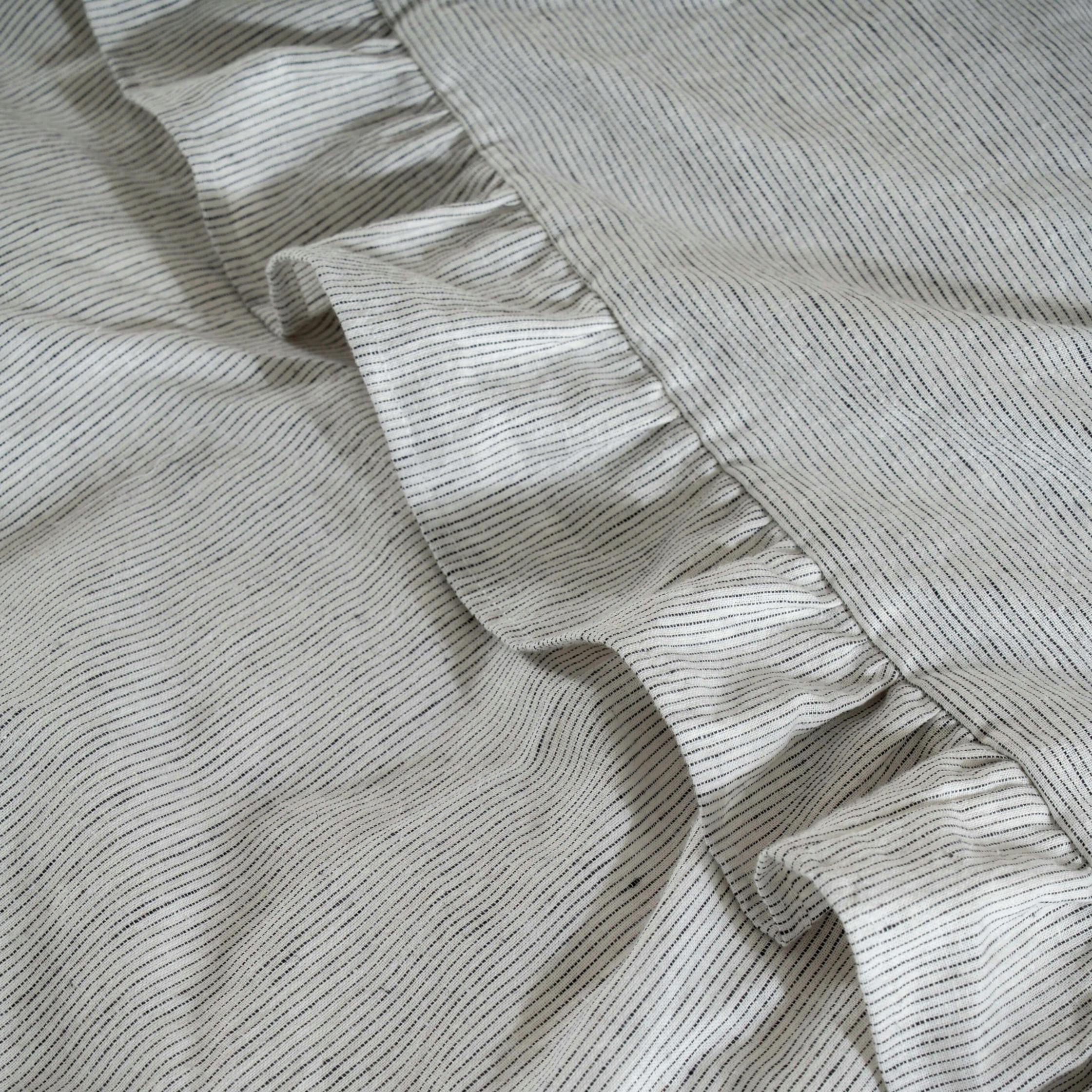 Rackhams White/Grey & Ruffled Linen Cotton Blend Duvet Covers - Super King