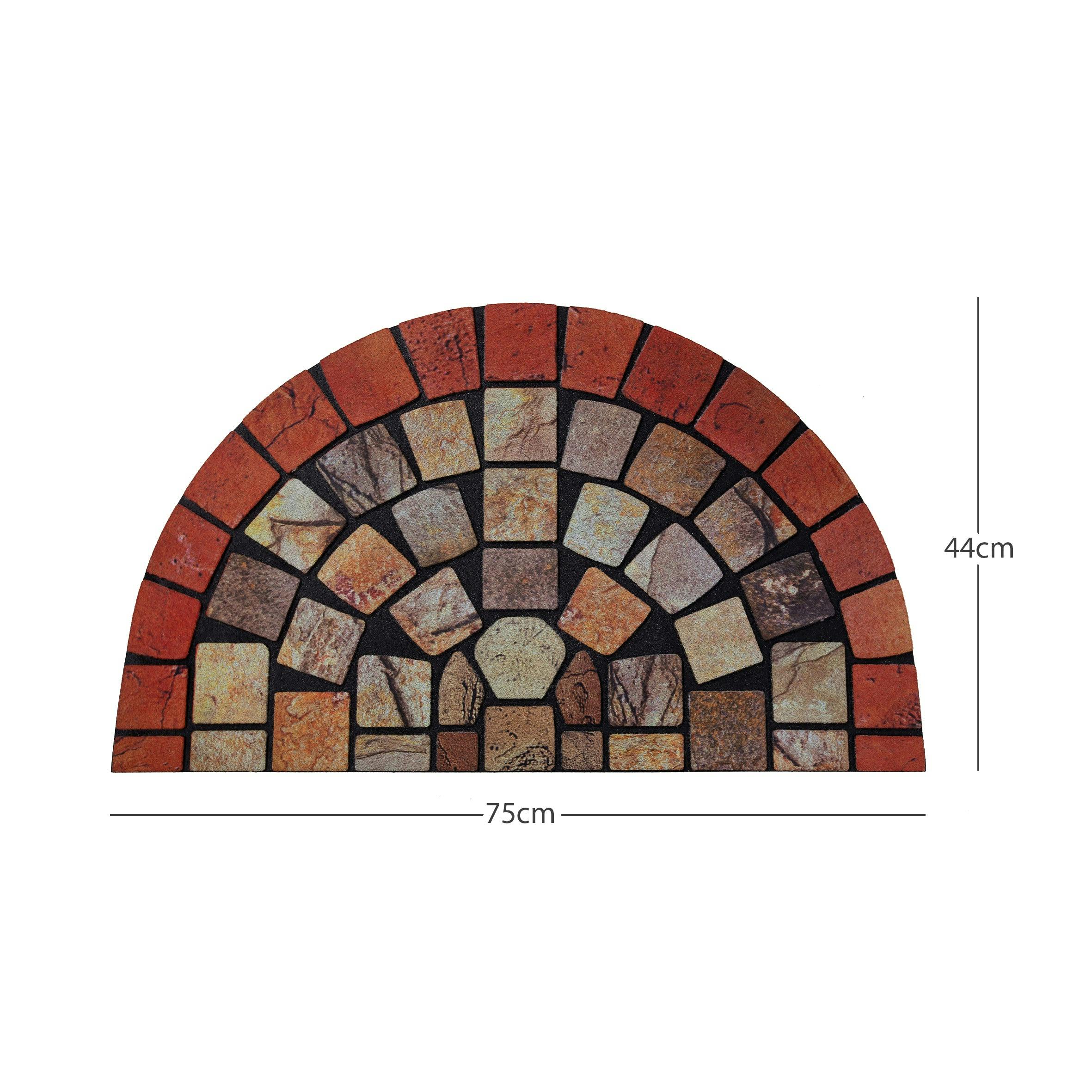 Nicoman Red Elegant Tile Effect Doormat - Edge - 75X44cm Half Moon