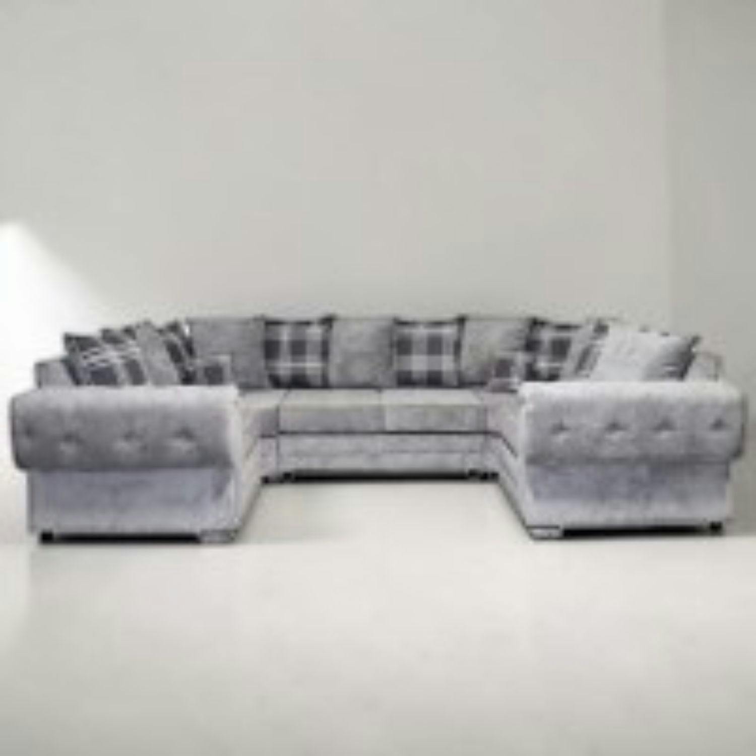 Rackhams Grey Verona Chenile U Shape 6 Seater Sofa