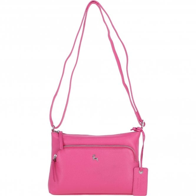 Ashwood Pink Real Leather Crossbody Bag: Bristol - Hot - Leather
