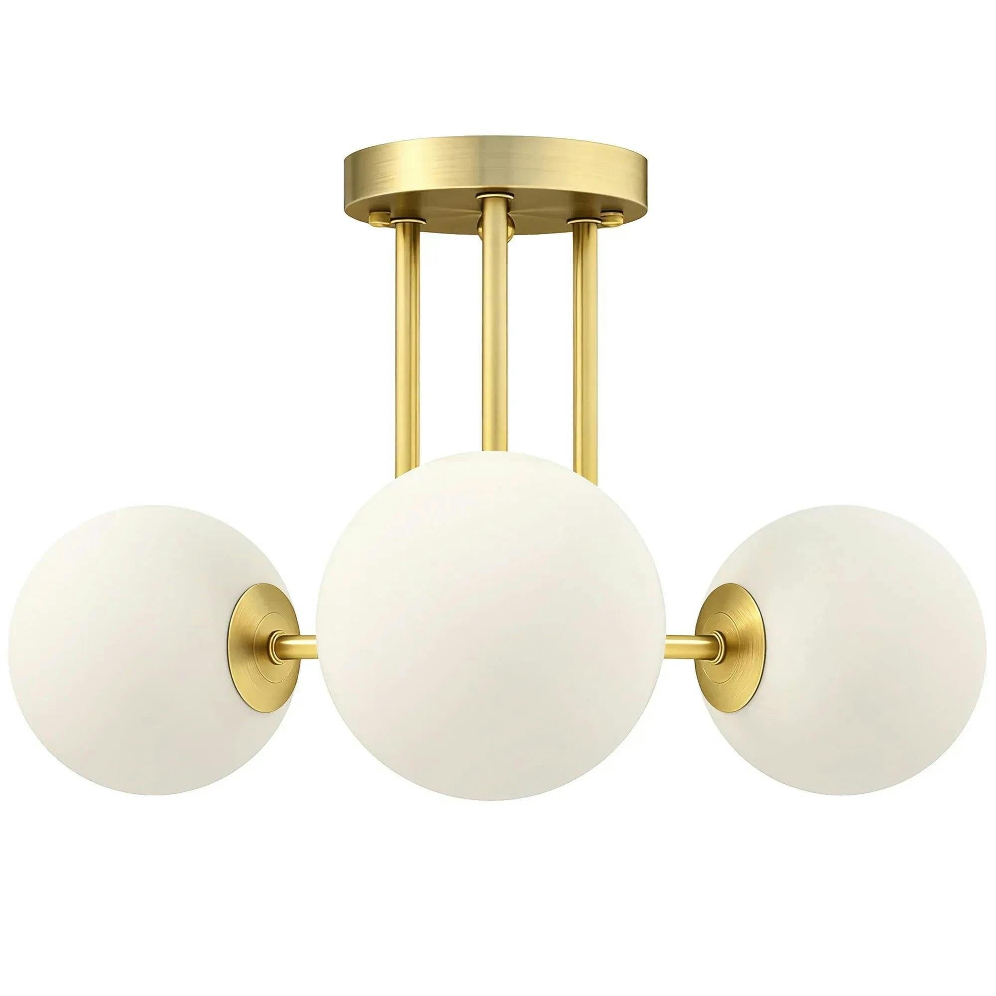 Rackhams Light Fixture With 3- Globe Shades, Modern Ceiling Gold - 1 - Metal, Plastic - Gold Tone - Image 7