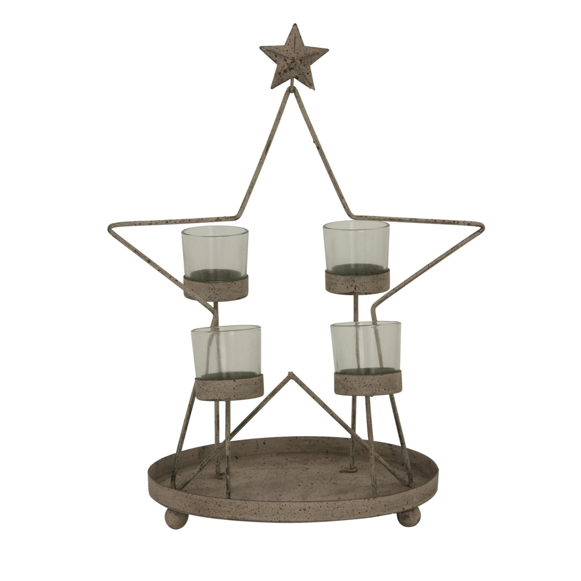 Hill Interiors Bronze Outline Star Candle Holder - Antique - Antique - 38Cm X 22Cm X 28Cm - 100% Mixed