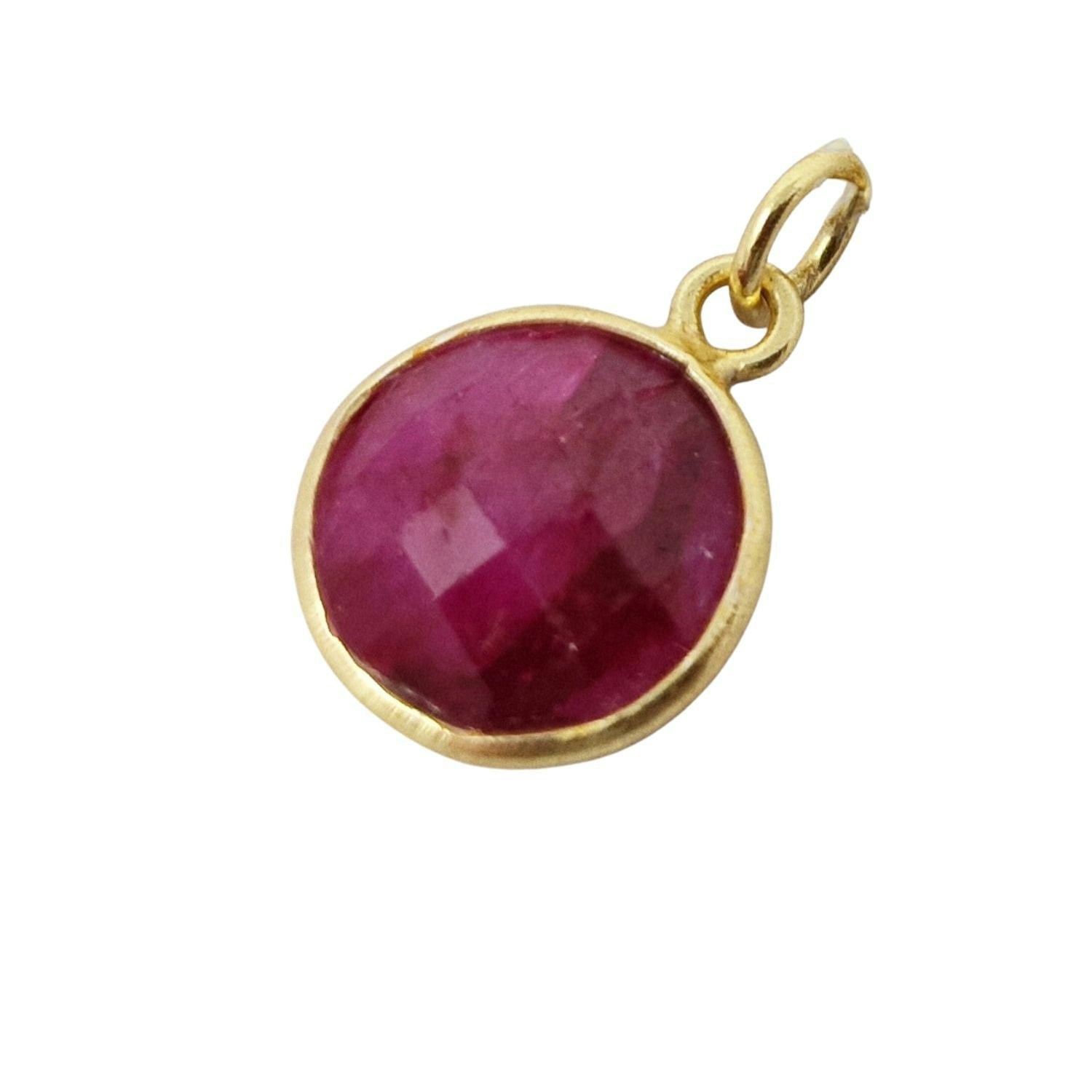 Harfi Gold 18Ct Plated Round Ruby July Birthstone Pendant