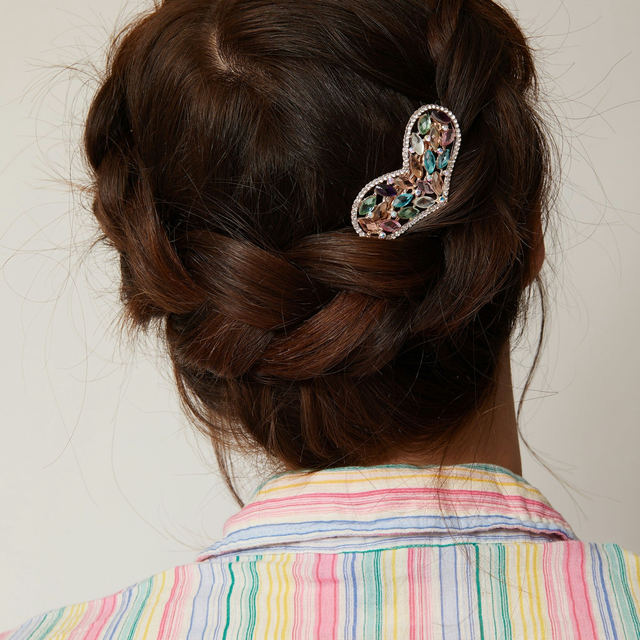 Queenmee Accessories Light Heart Hair Clip In Crystal - Multi Colour