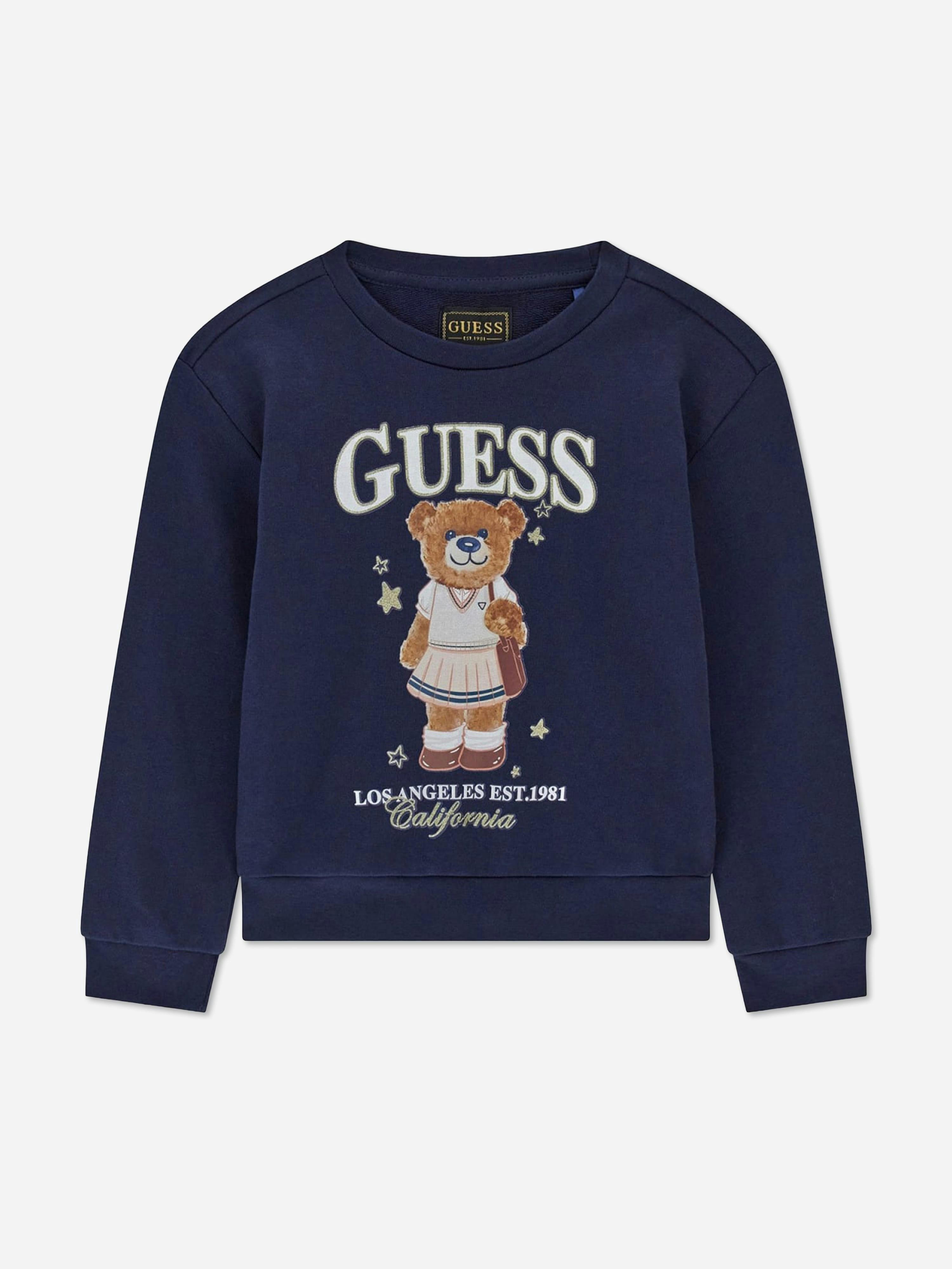 Guess Girls Bear Logo Sweatshirt In Navy - Navy - 6 Yrs