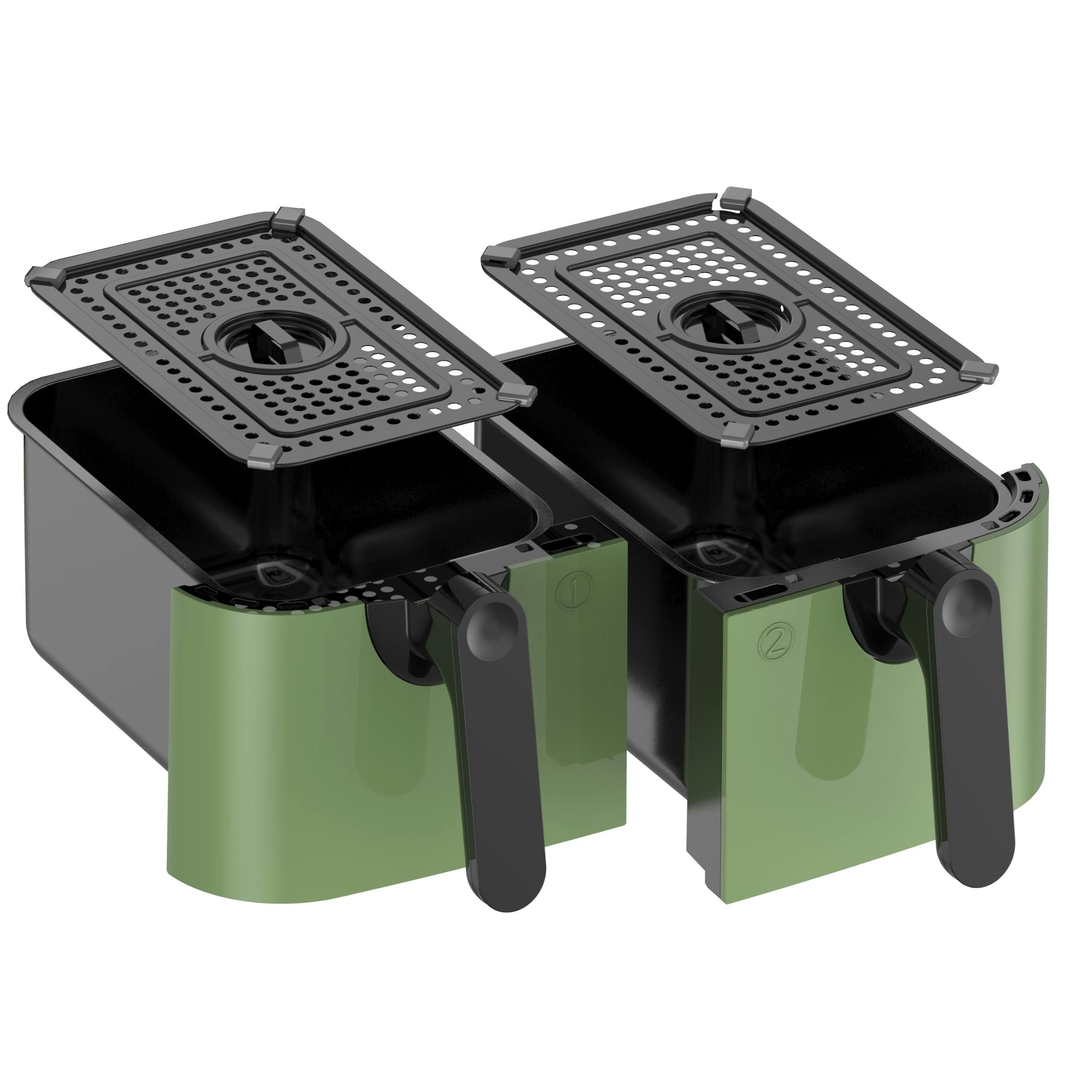 Emtronics Green Rldr91 9L Dual Air Fryer Drawer Set With Crisper Racks - Sage