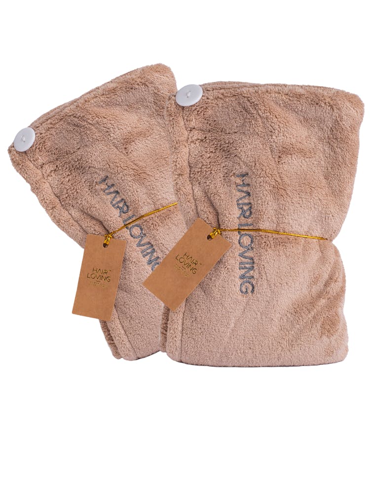 Rackhams Women's Brown Luxury Hair Towel Wraps – Ultra-Soft, Quick-Dry Towels For (Pack Of 2) - 2X