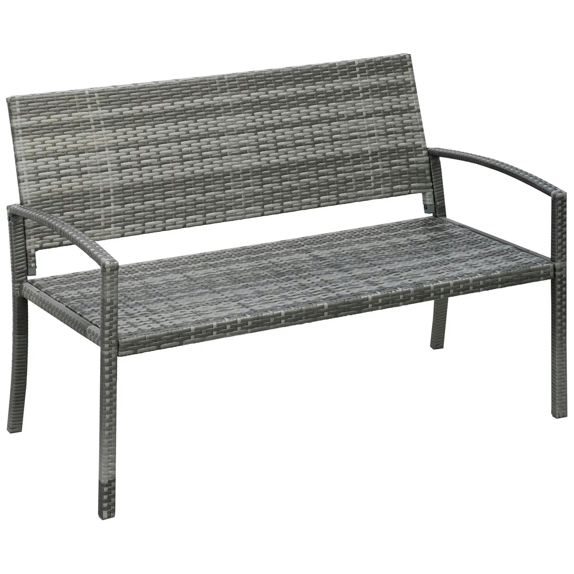 Outsunny Patio Rattan 2 Seater Garden Bench Grey - Image 6