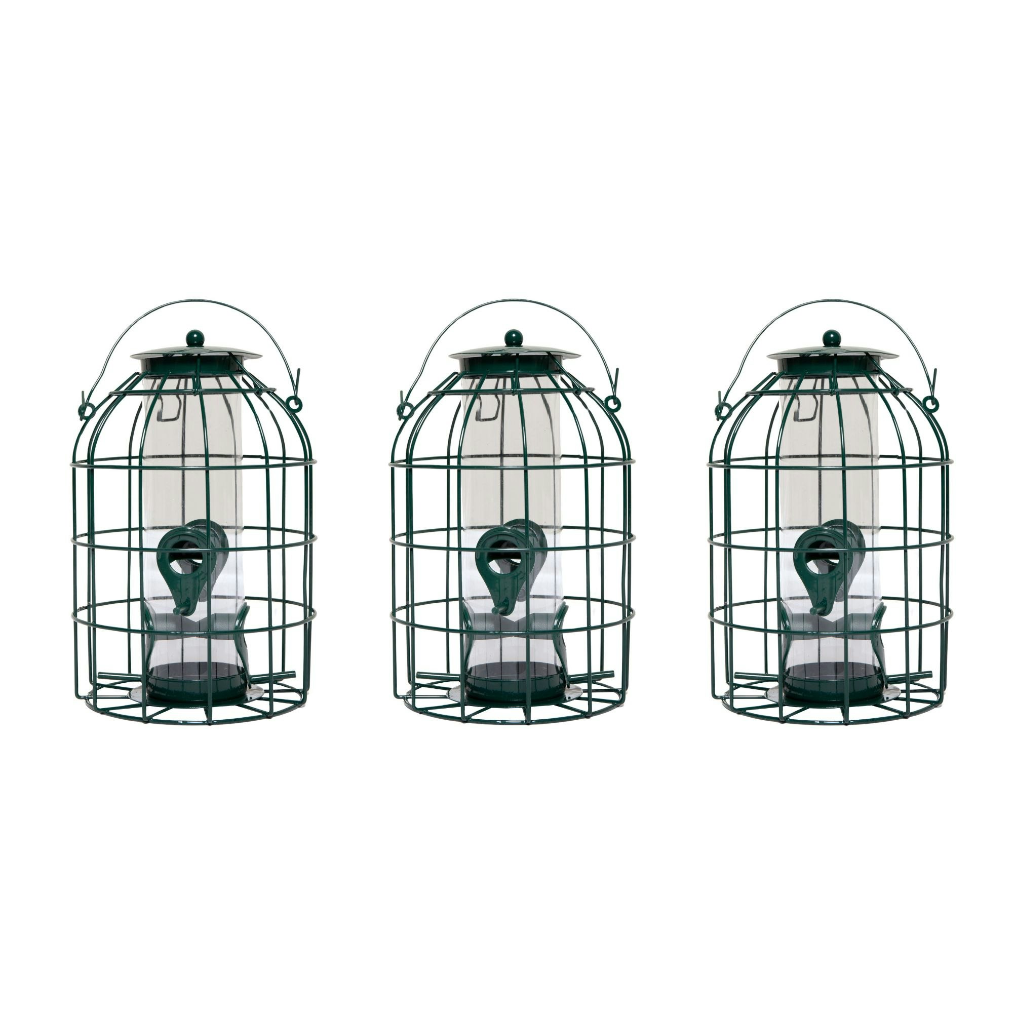 Rackhams Pack Of 3 Wild Bird Seed Feeder Cage With Squirrel Guard