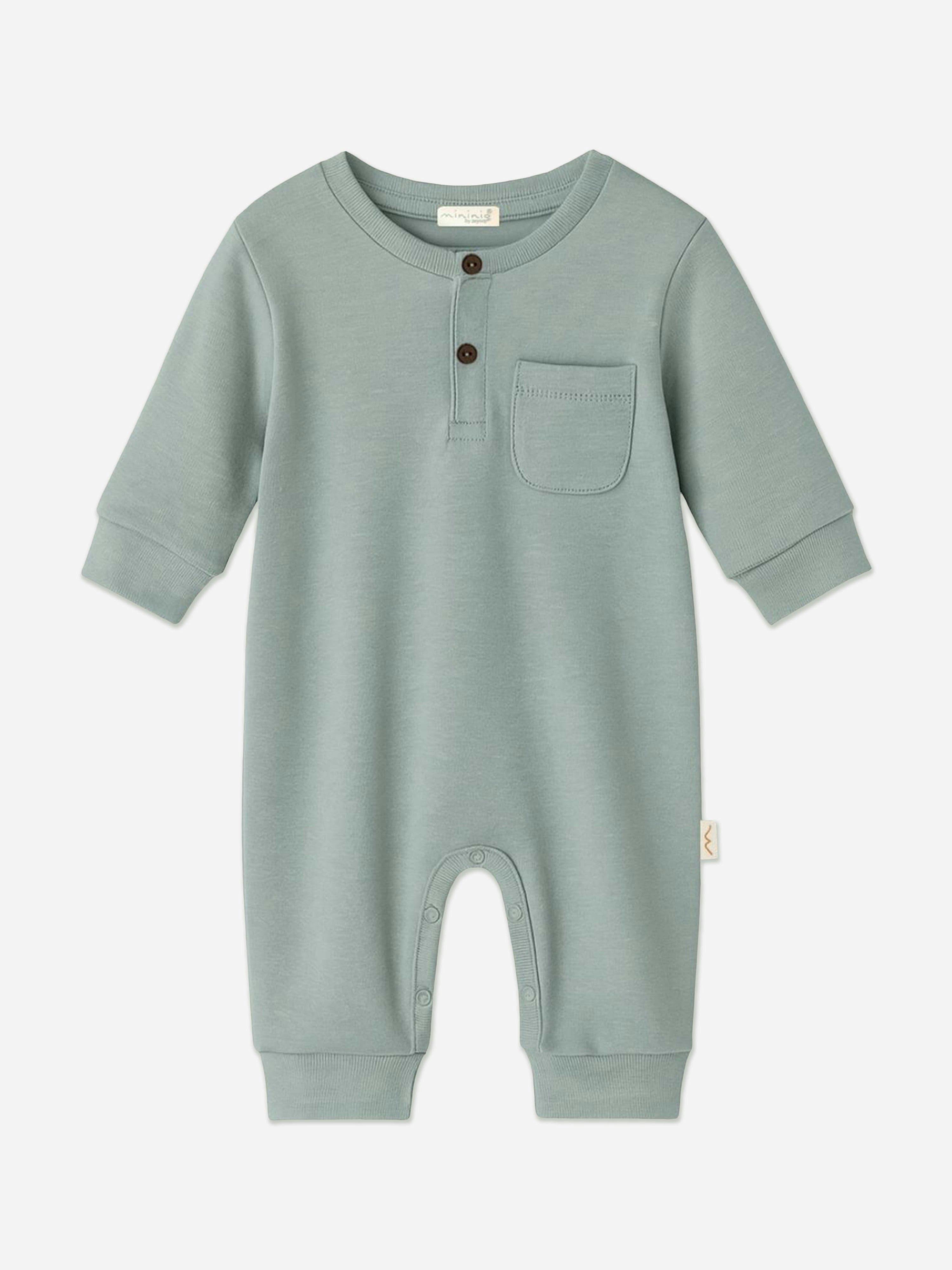 Mininio Unisex Infant Green Baby Organic Cotton Romper In - 9 - 12 Mths