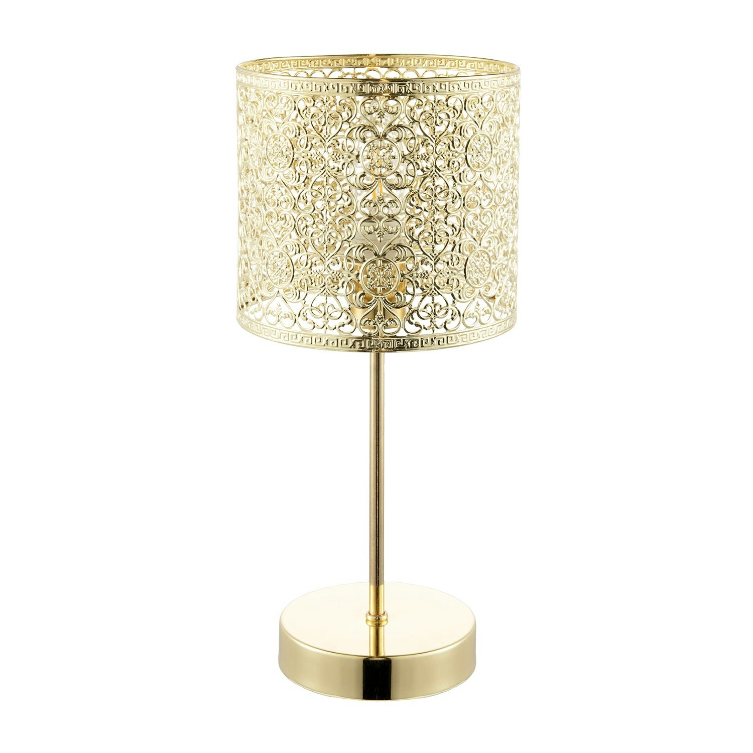Happy Homewares Gold Classic Chic Moroccan Themed Shiny Table Lamp With Inline Switch