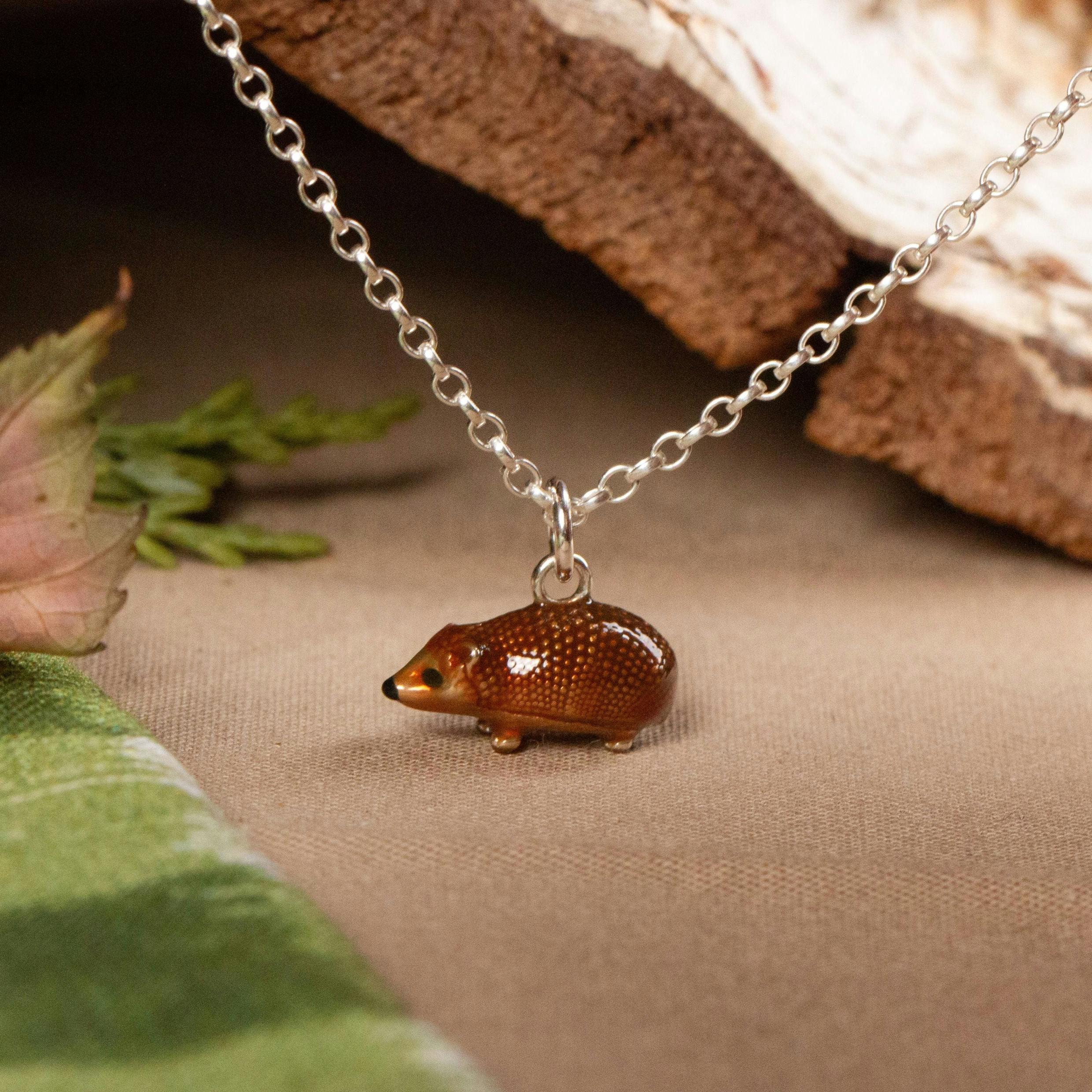 Mylee London Silver Hedgehog Necklace - Enamelled Sterling - No