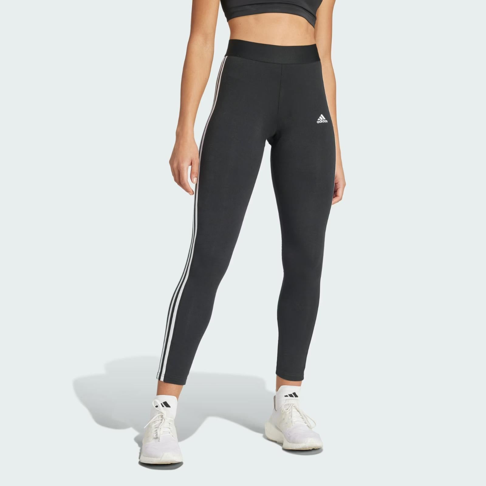 Adidas Women's Black 3 Stripes Cotton Leggings Gl0723 - Xs