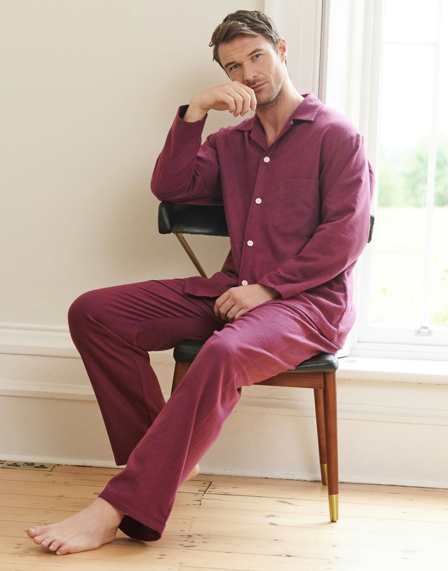 British Boxers Men's Brushed Cotton Pyjama Set – Cahors Herringbone - X-Large