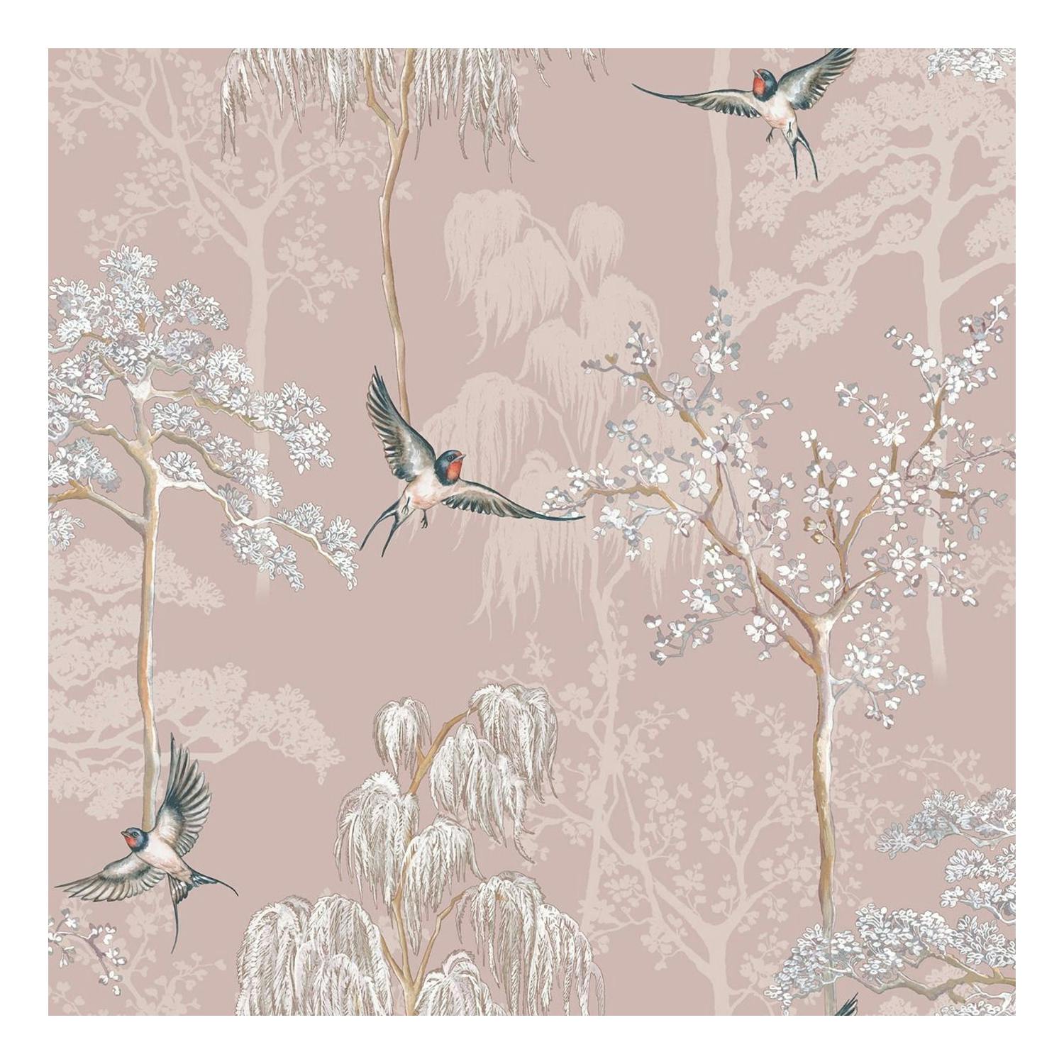World Of Wallpaper Pink Japanese Garden Wallpaper - Blush - Blush - 10M X 53Cm - 100% Mixed
