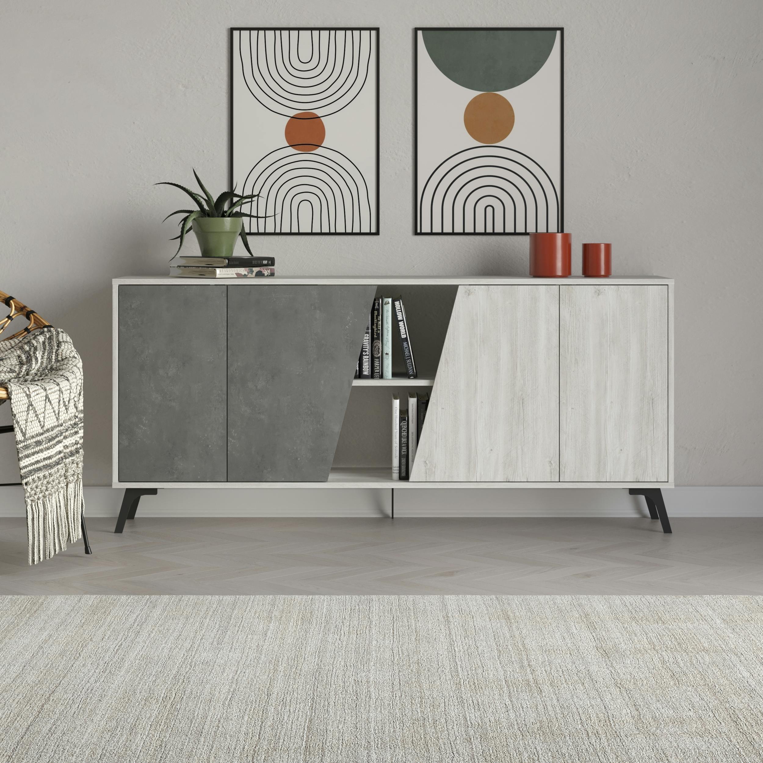 Decortie White Modern Fiona Console Sideboard Storage Cabinet 180(W)Cm - Ancient