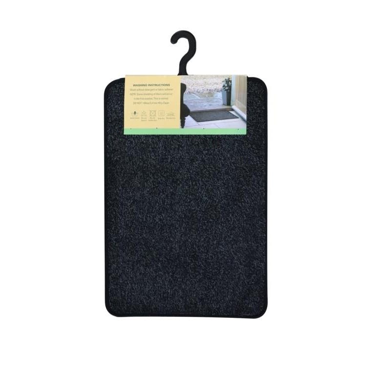 Rackhams Black Non Slip Door Mat - 90Cm X 60Cm - 100% Mixed