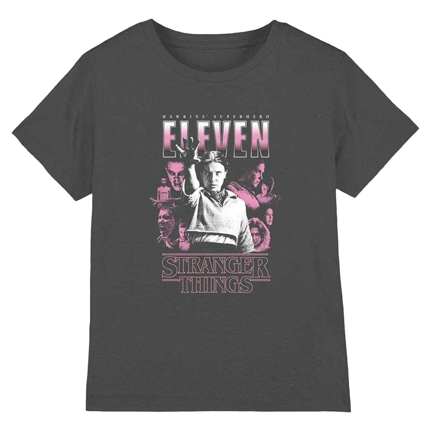 Stranger Things Kids Eleven Poster T-Shirt - Charcoal - 12-13 Years - Charcoal