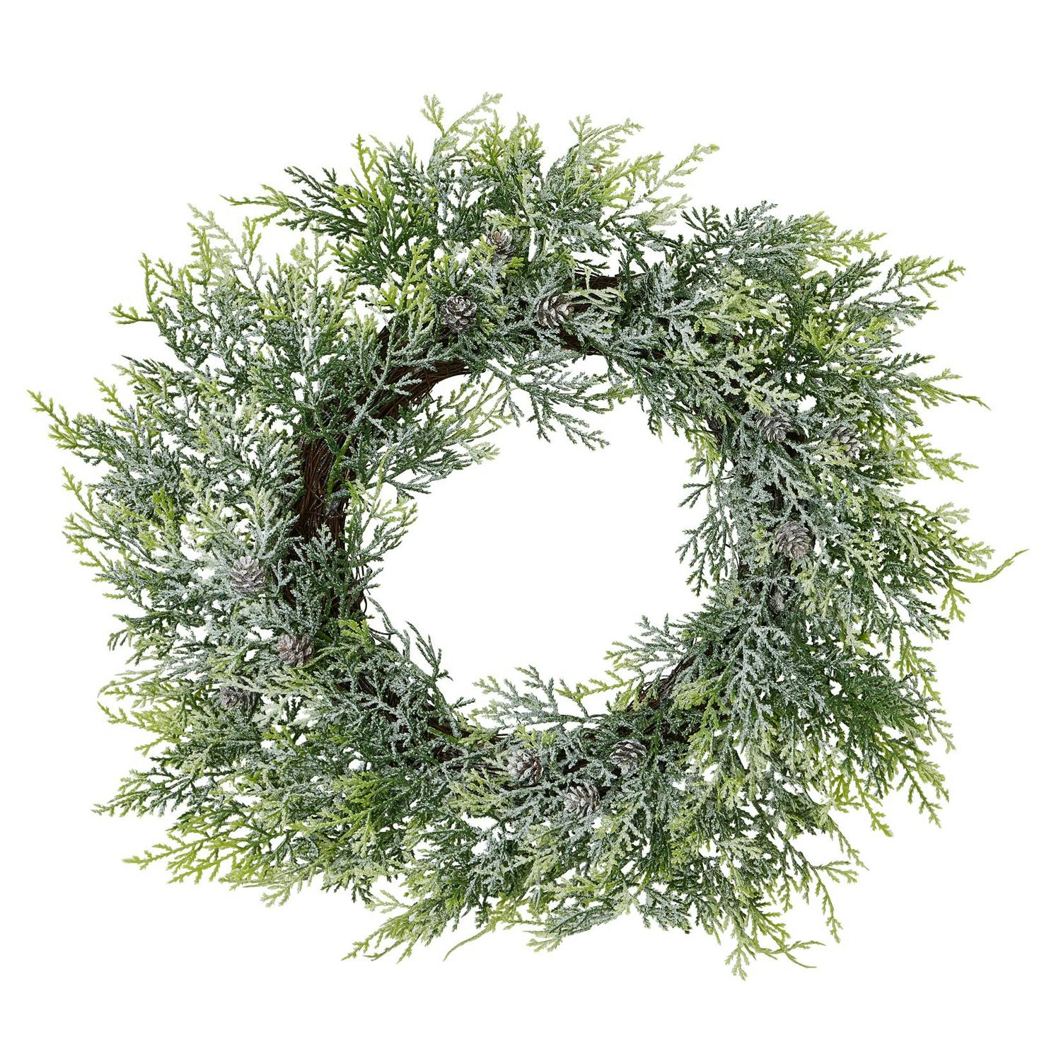 Hill Interiors White/Green Pine Wreath Artificial Bouquet - One Size - 100% Mixed
