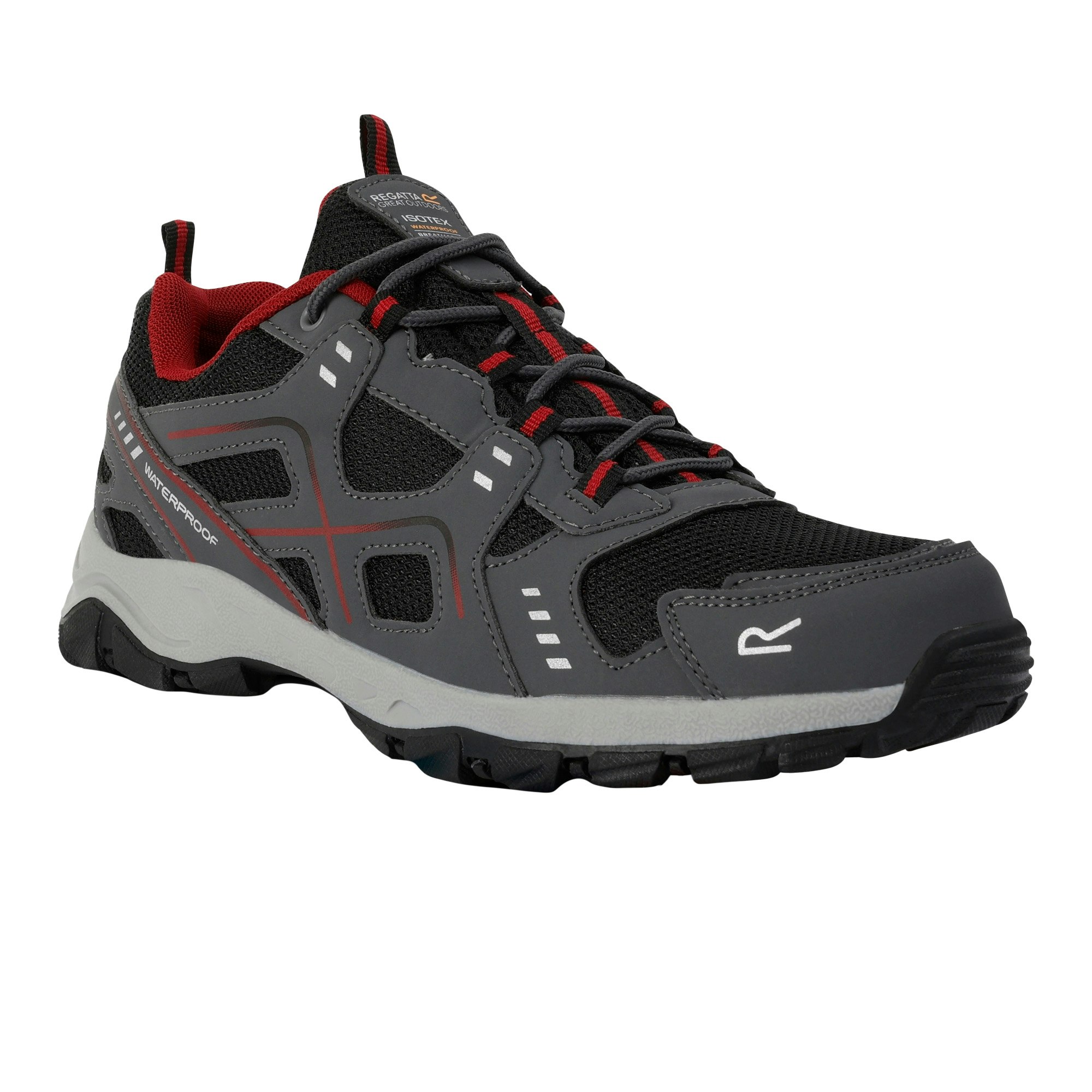 Regatta Men's Red Vendeavour Waterproof Walking Shoes - Granite/Rio - Granite/Rio Size 8 Uk
