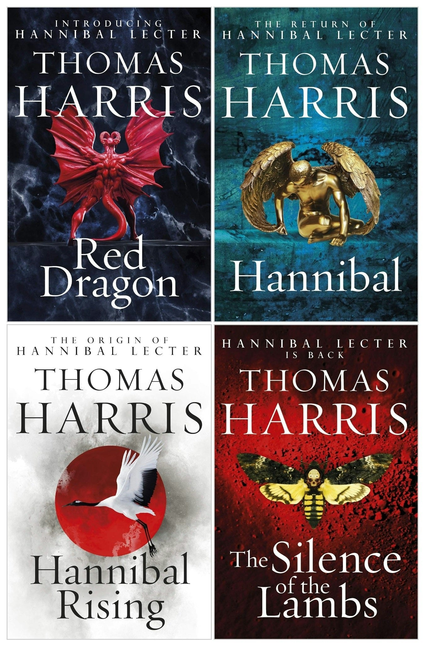 Arrow Red Thomas Harris Hannibal Lecter Series 4 Books Collection ( Dragon, Hannibal, Silence Of The Lambs, Hannibal Rising) (New Covers)