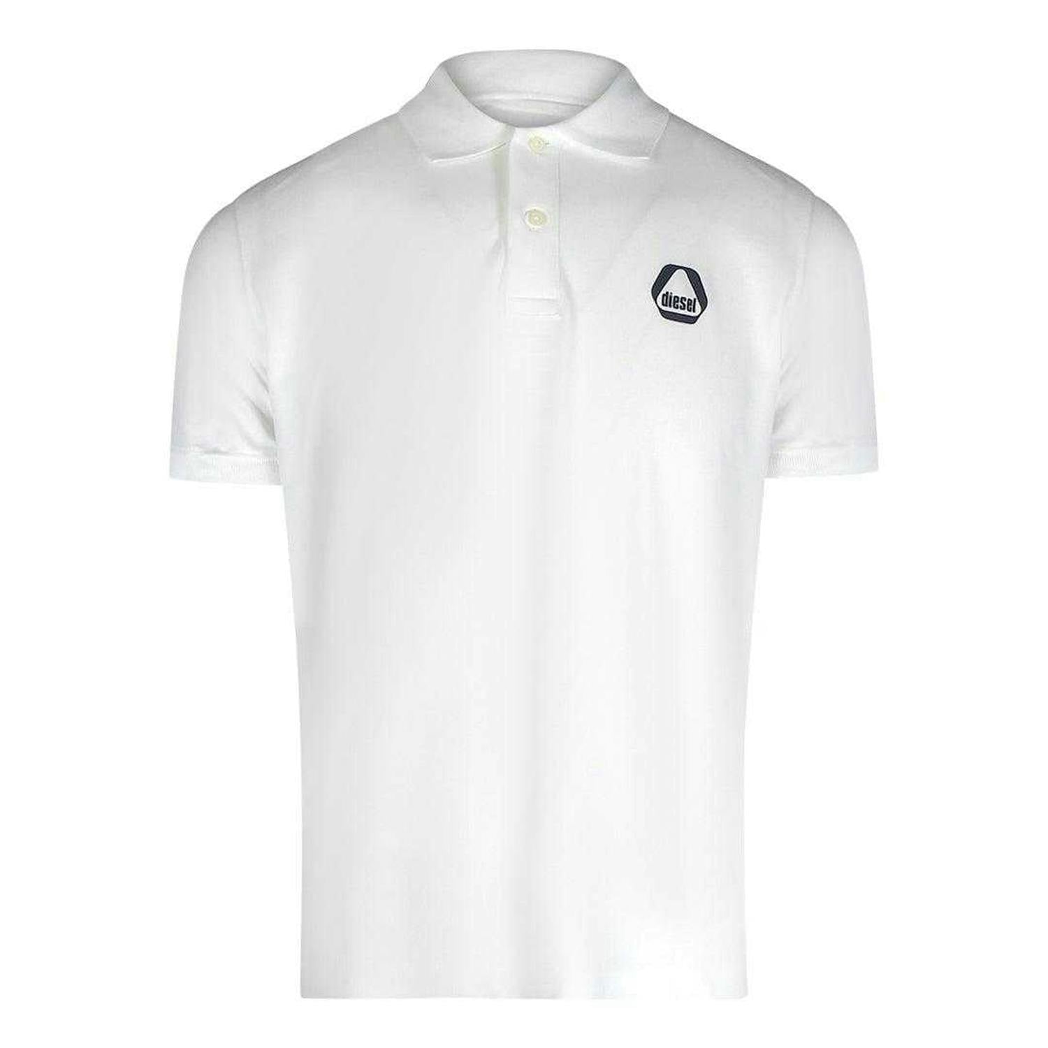 Diesel Men's White Triangular Logo Polo Shirt - Xl