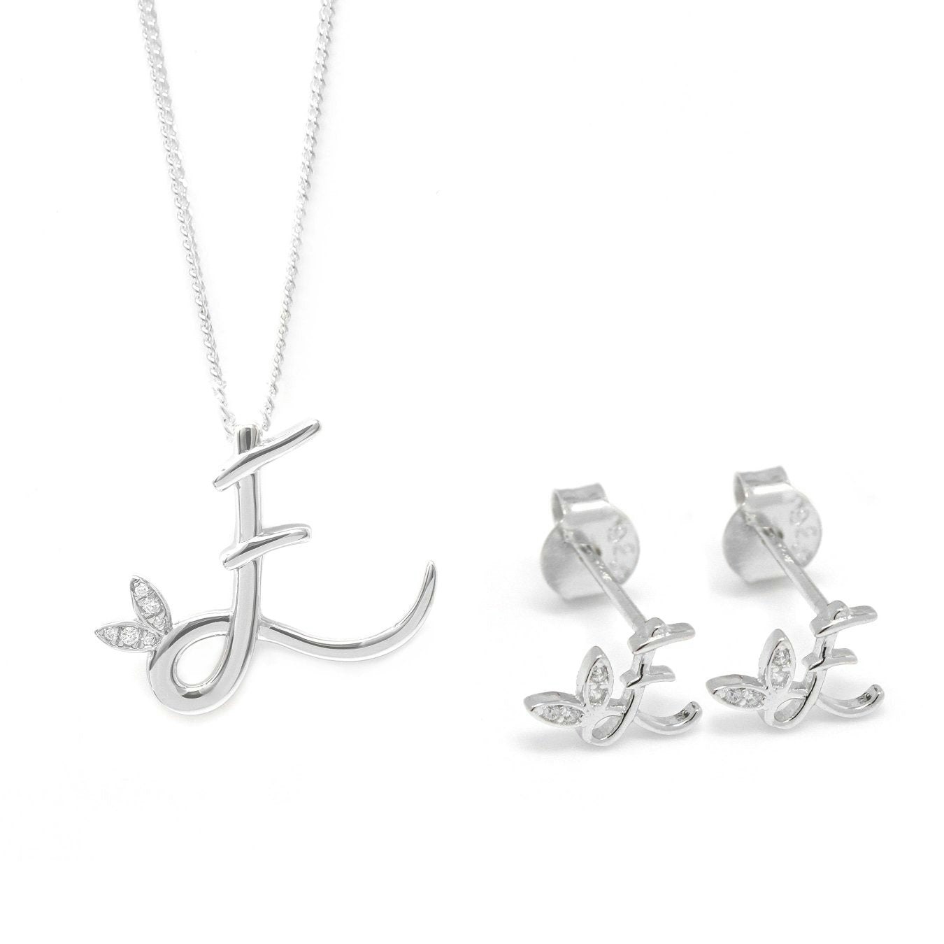 Say It With Silver Winged Initial Earring Gift Set - E