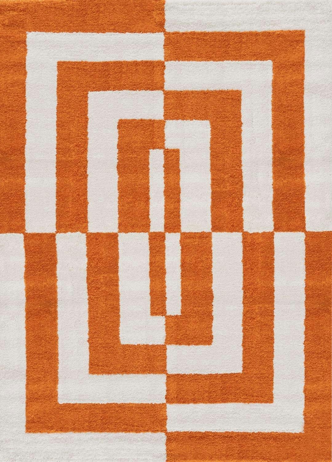 The Rugs Orange/White Joli Geometric & Rug - 120X170 Cm