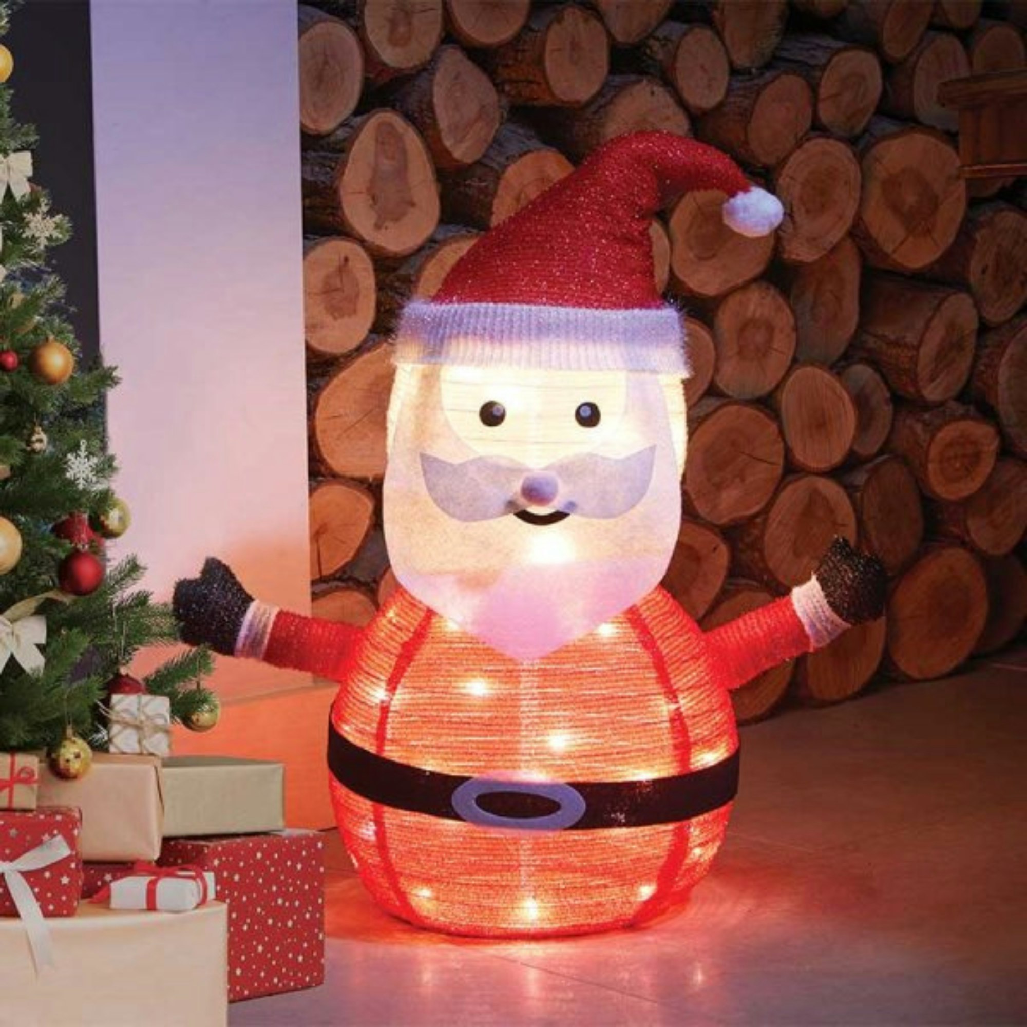 Rackhams Light/White Battery Operated Up Pop Up Christmas Santa With Warm Leds 72Cm