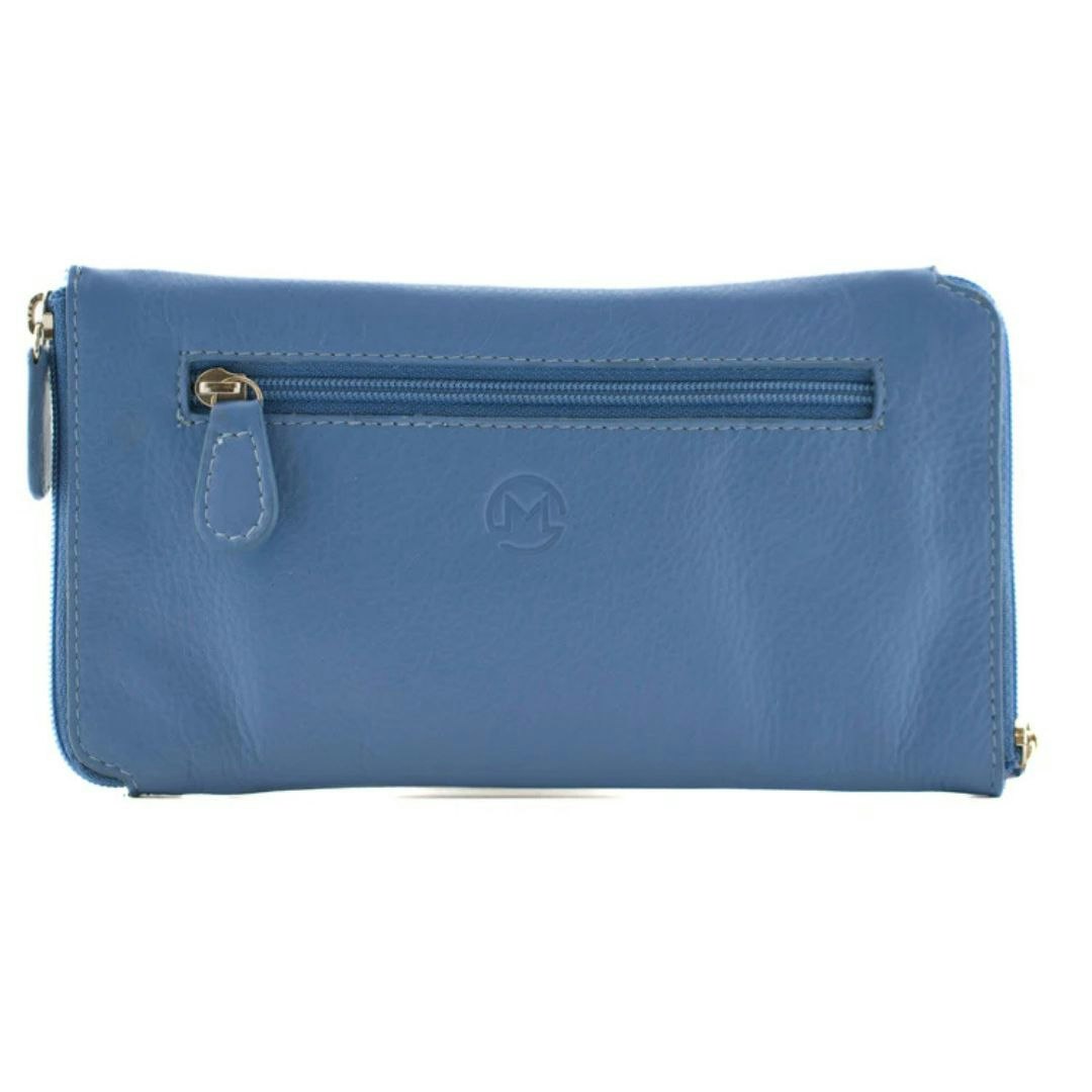 Mala Leather Blue Double Zipped Leather Glasses Case – Holds 2 Pairs Of Glasses