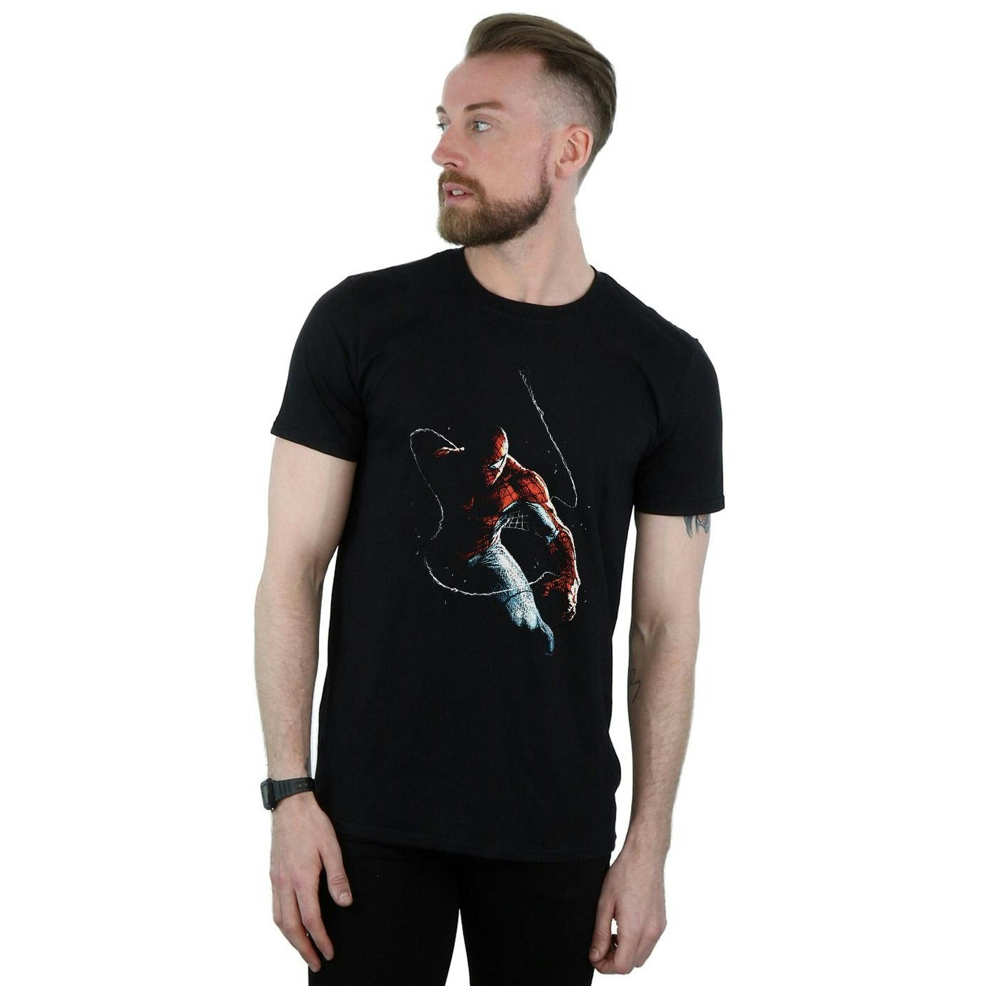 Marvel Men's Black Spider-Man Painting T-Shirt - Small