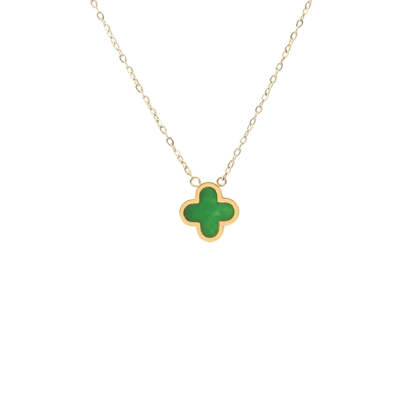 Say It With Green/Yellow/Gold Crystal Clover Necklace - Plated