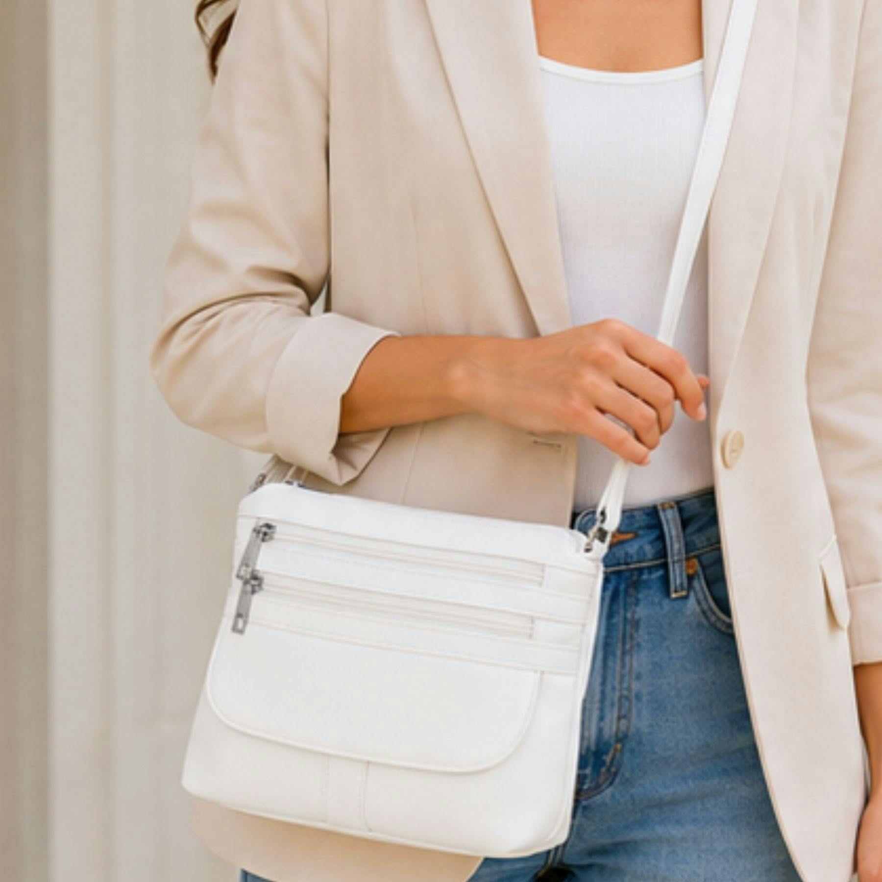 Love Emvy White Emvy Classic Collection Crossbody Bag