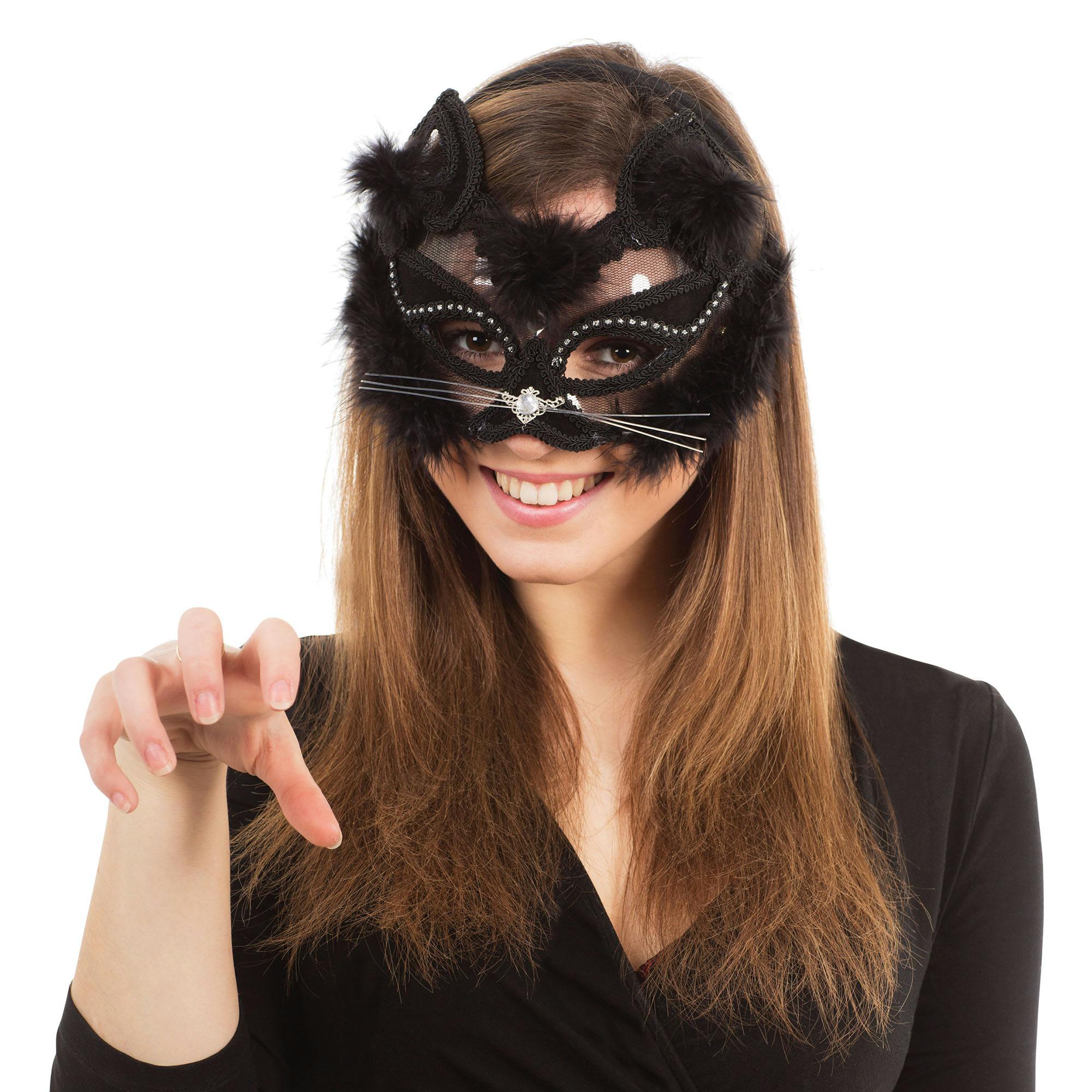 Bristol Novelty Unisex Black Adults Transparent Cat Mask - One Size