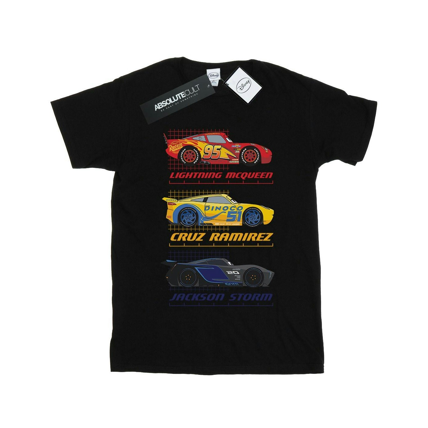 Disney Women's Black / Cars Racer Profile Cotton Boyfriend T-Shirt - Extra Large