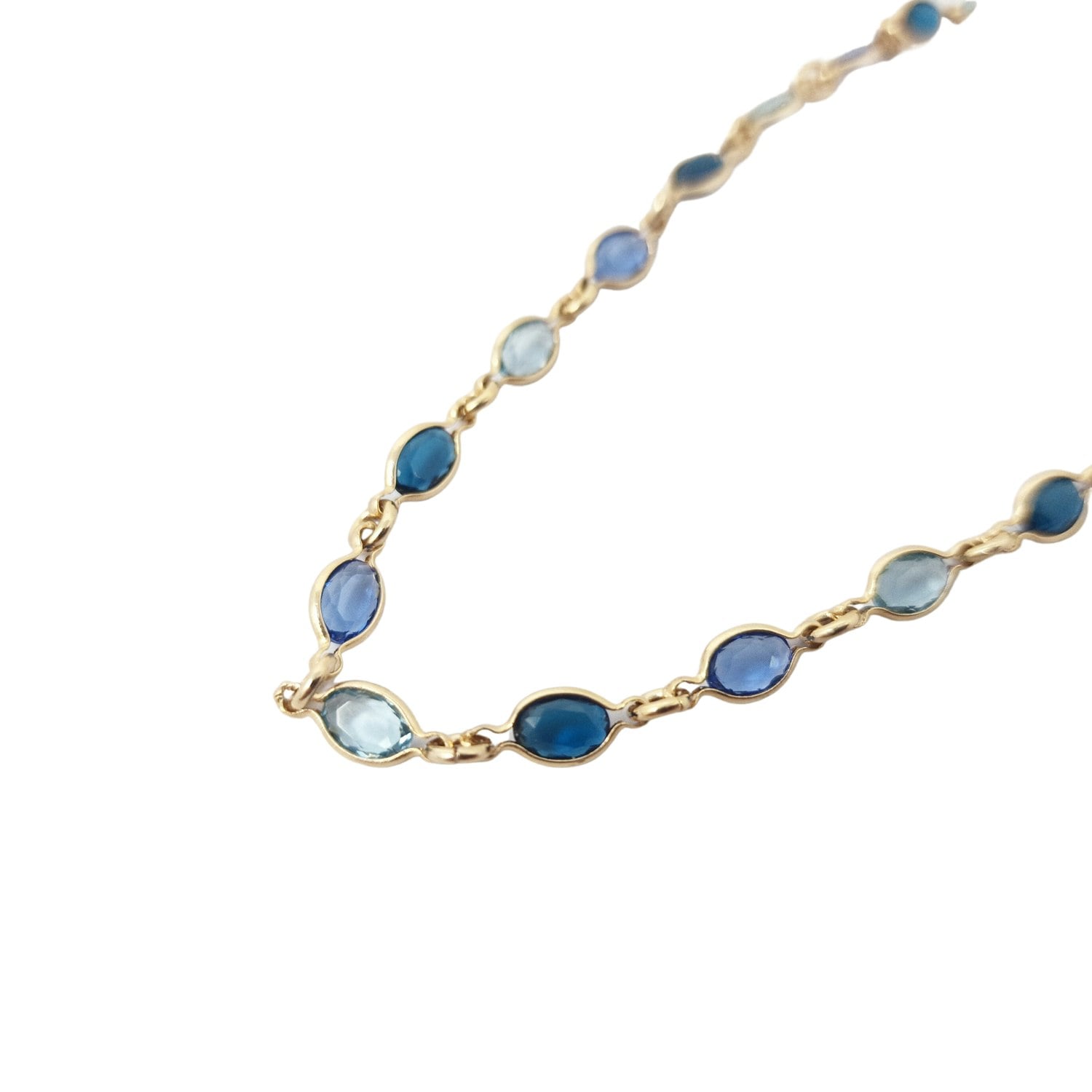Harfi Gold/Blue 18Ct Plated Multi Gemstone Crystal Necklace