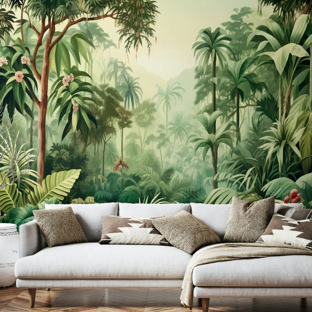 Origin Murals Green Jungle Trees - Forest - Large - W350cm X H280cm