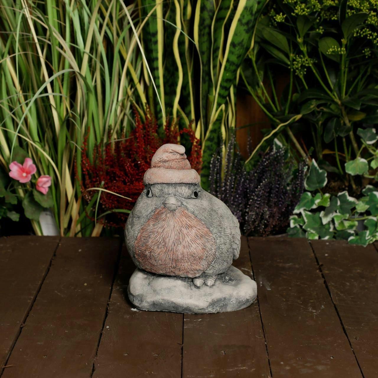 Rackhams Stone Cast 'Christmas Robin' Garden Ornament