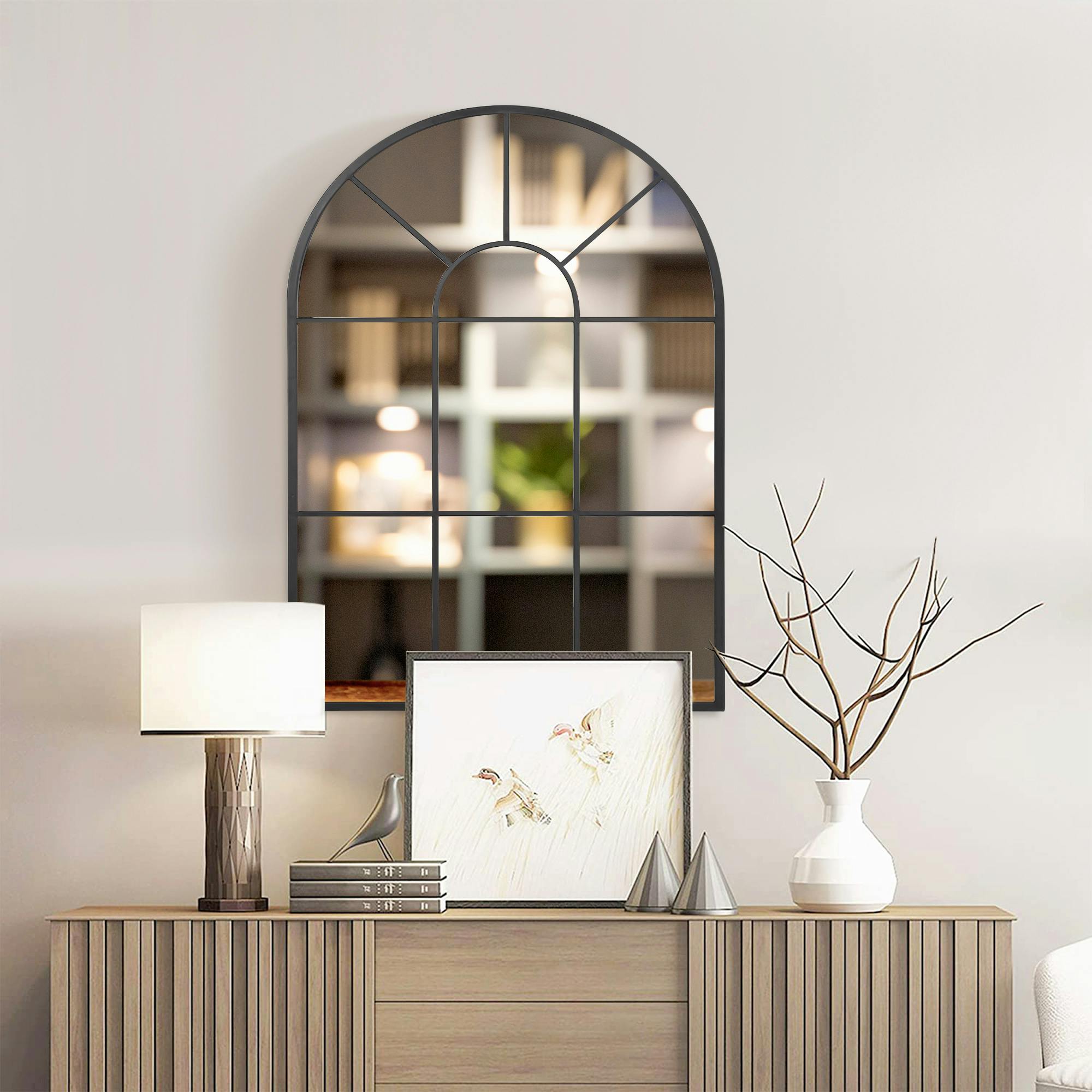 Rackhams Modern Arched Window Wall Mirror For Bedroom