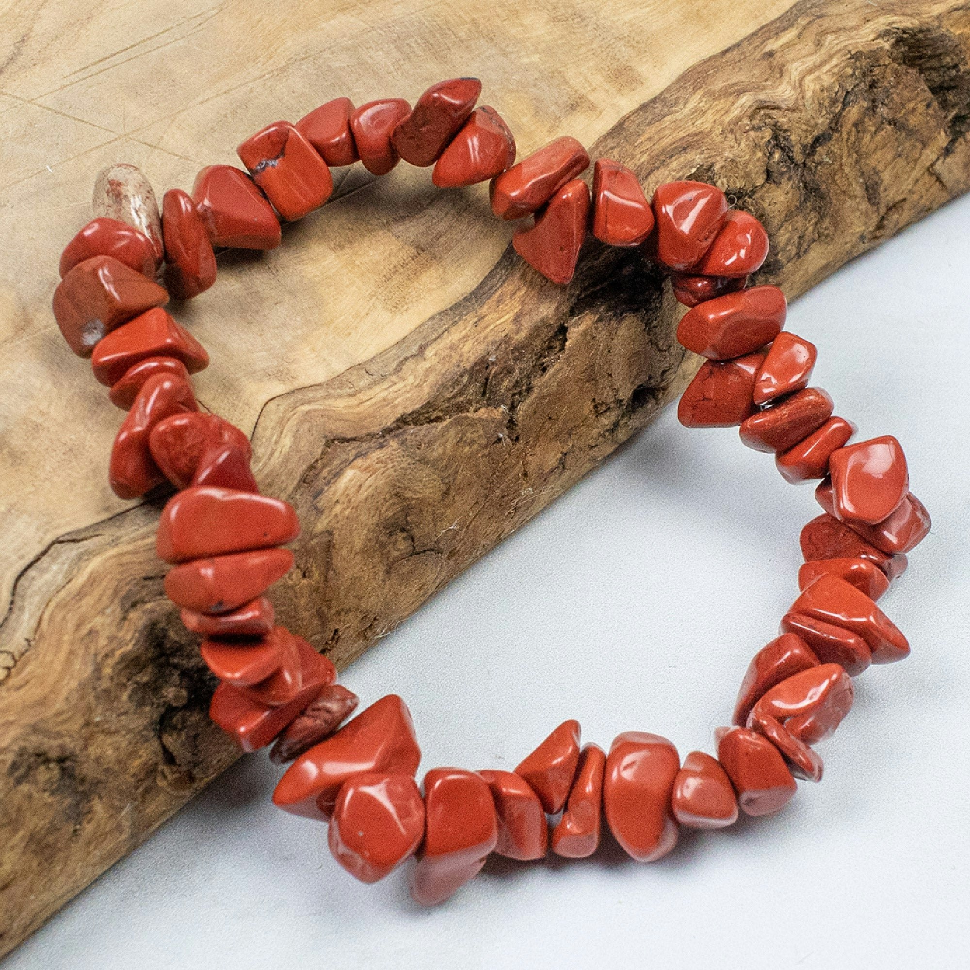 Myga Red Stone Chip Bracelet - Jasper