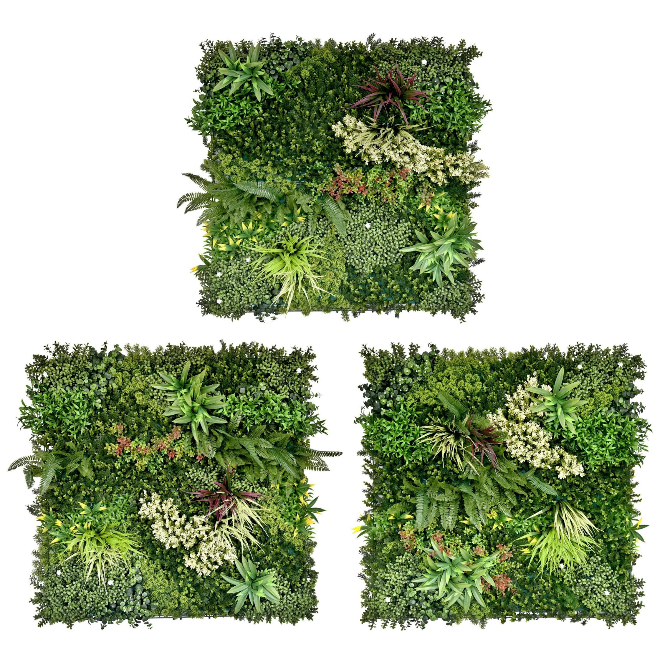 Rackhams Green Combo Of 3 Gala Premium Artificial Plants Wall Panels 1M X 1M