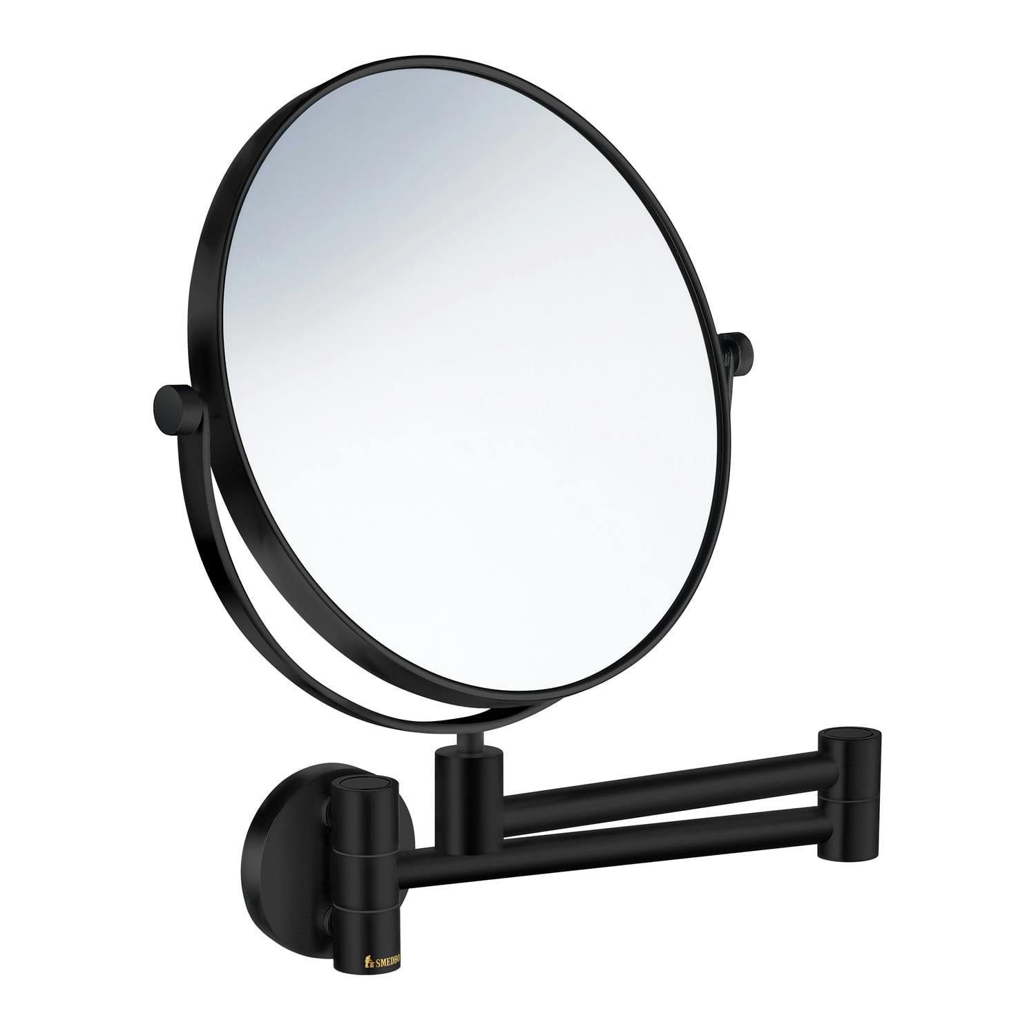 Smedbo Black Matt Double Sided Mirror - Wall Mounted Extendable Swing Arm Swivel 7X Magnification Bathroom Makeup Or Shaving