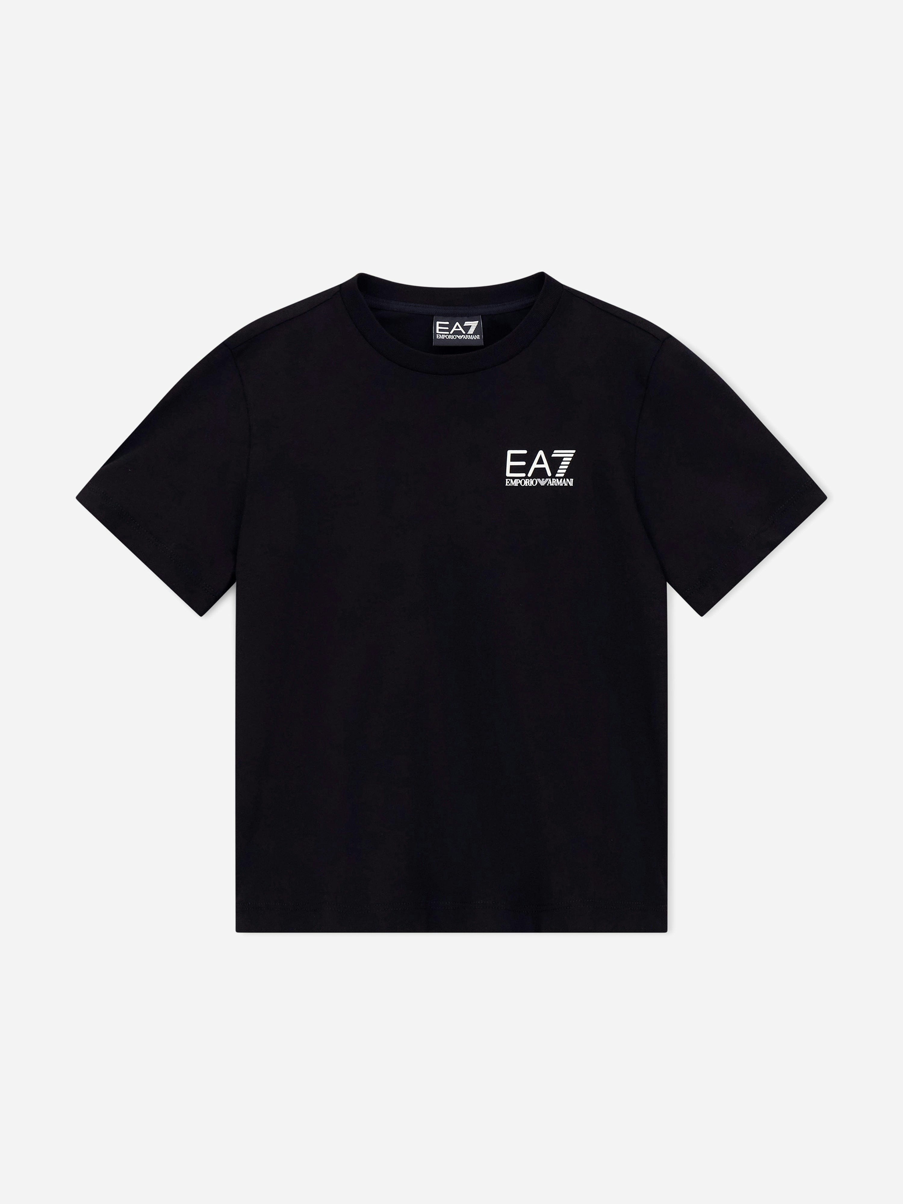 EA7 Emporio Armani Boys Short Sleeve Logo T-Shirt, Black, Size 8 Years - Image 3