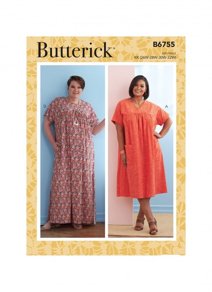 Butterick Women's Sewing Pattern 6755, Dresses For Kk (26W-28W-30W-32W) - Easy - Rr (18W-20W-22W-24W)