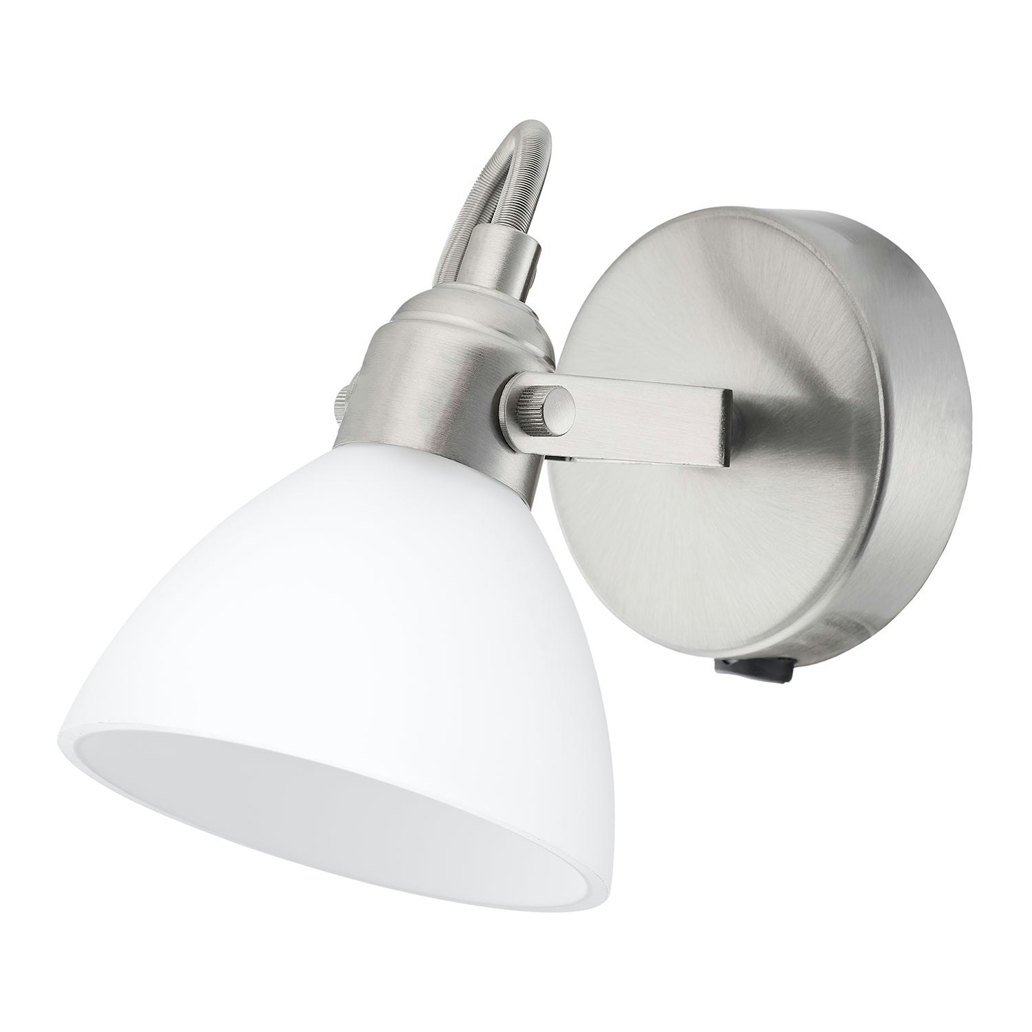 Happy Homewares Light Contemporary And Chic Satin Nickel Wall Spot With Switch And Glass Shade 15Cm