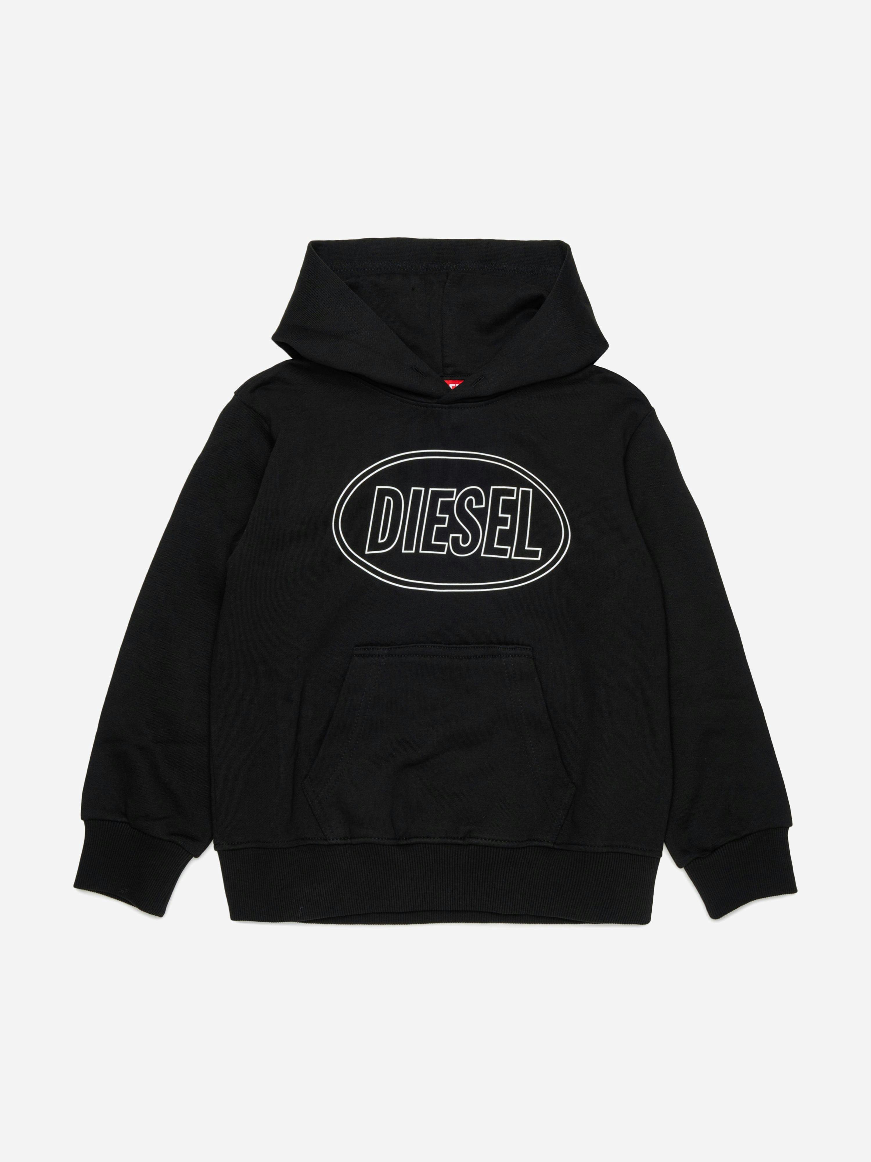 Diesel Boys Black Logo Hoodie In - 8 Yrs