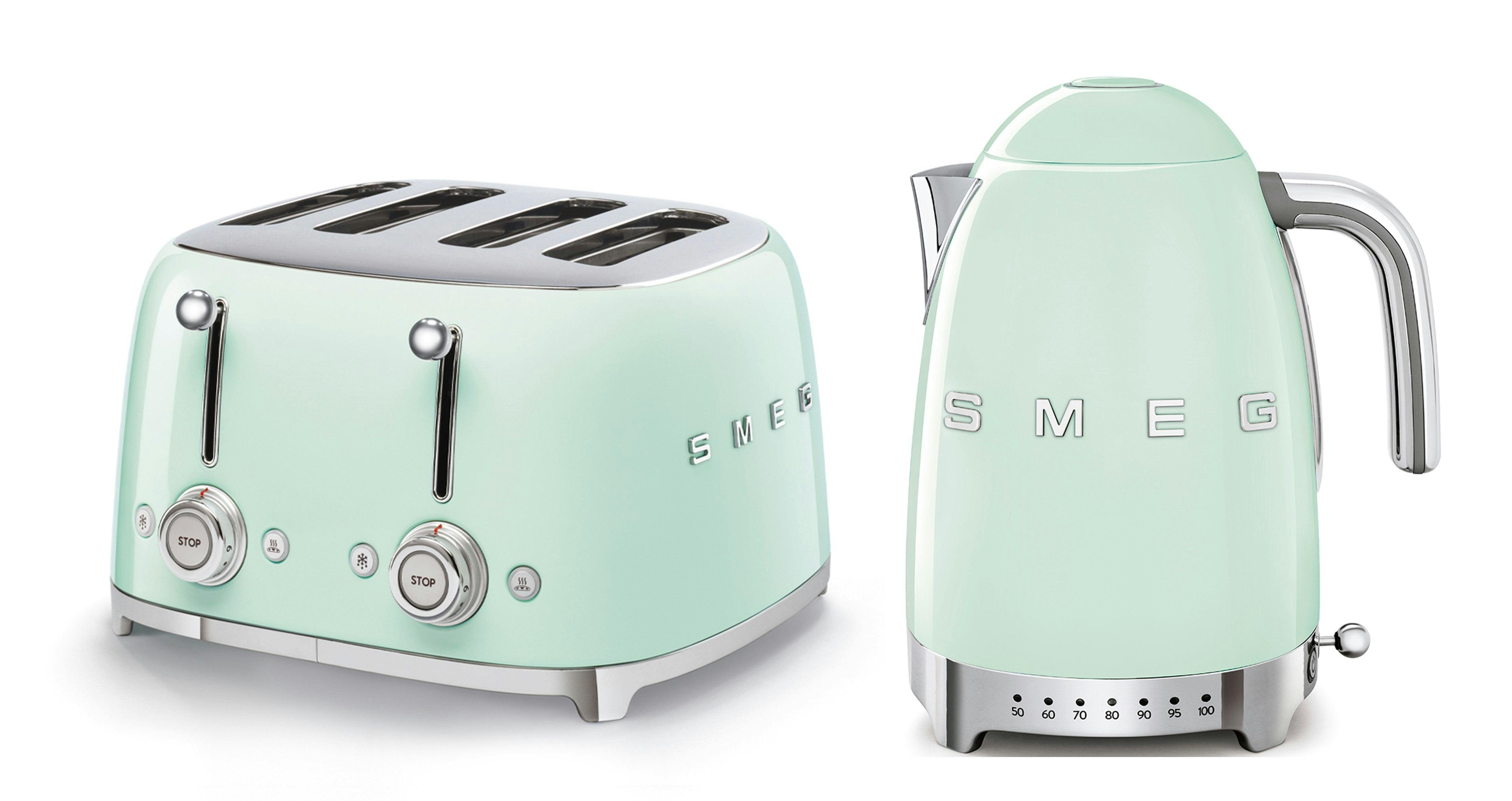 Smeg Green Tsf03 4-Slice Toaster & Klf04 1.7L Variable Temperature Controlled Kettle Bundle - Pastel
