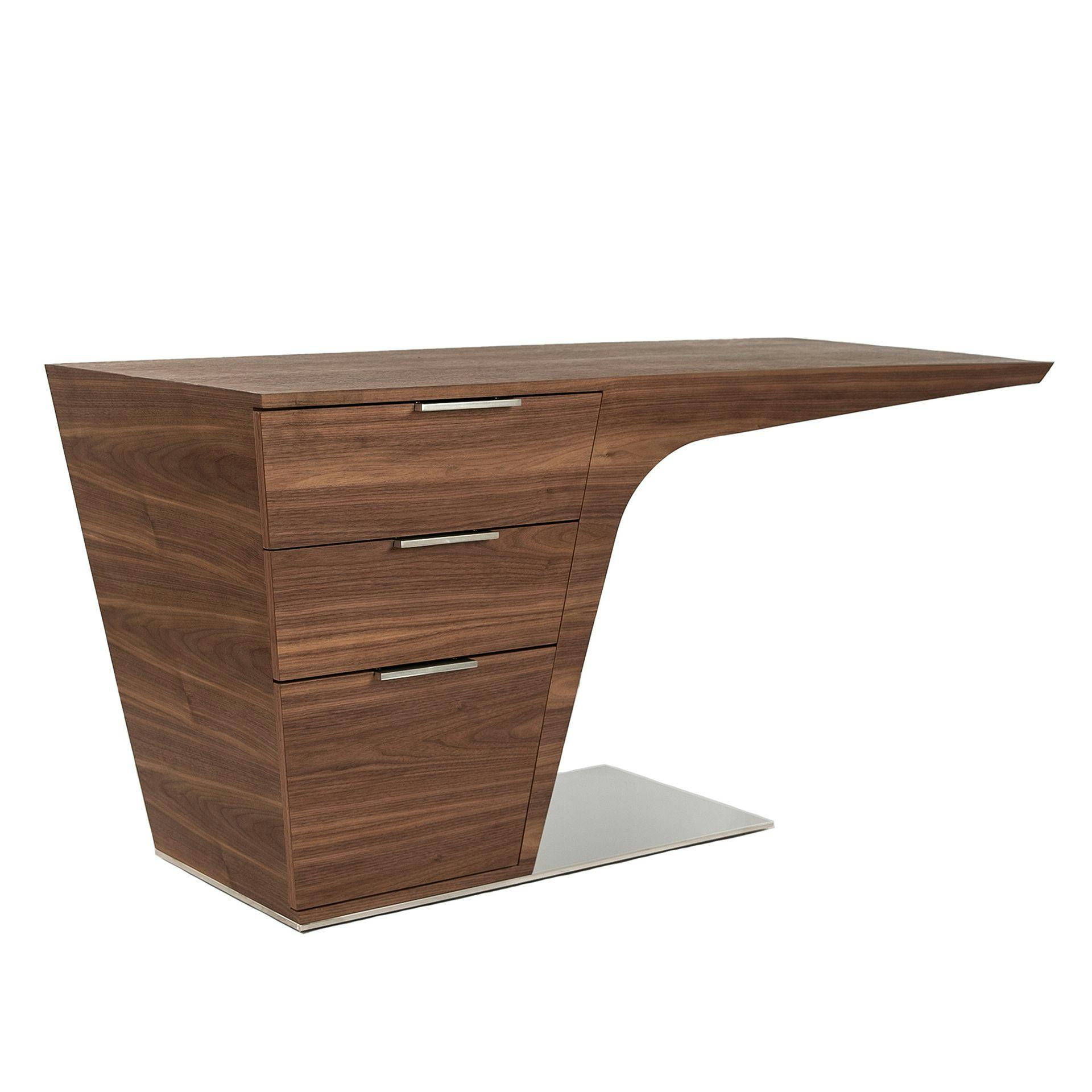 Angel Cerdá Walnut Desk With Chrome-Plated Steel Base 3012